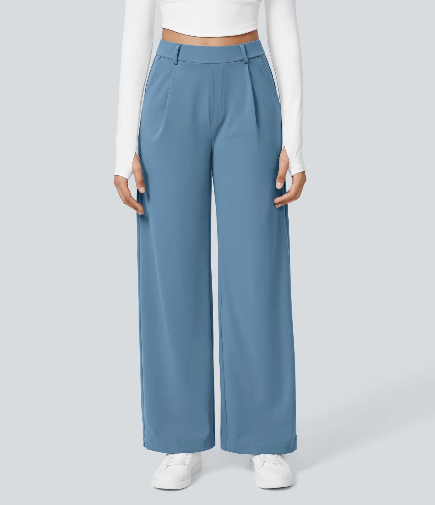 ⏰Big Spring Sale!High Waisted Side Pocket Straight Leg Work Pants
