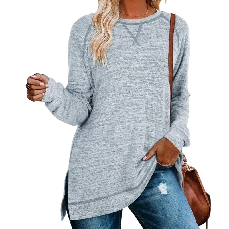 Women's belted top, long-sleeved shirt