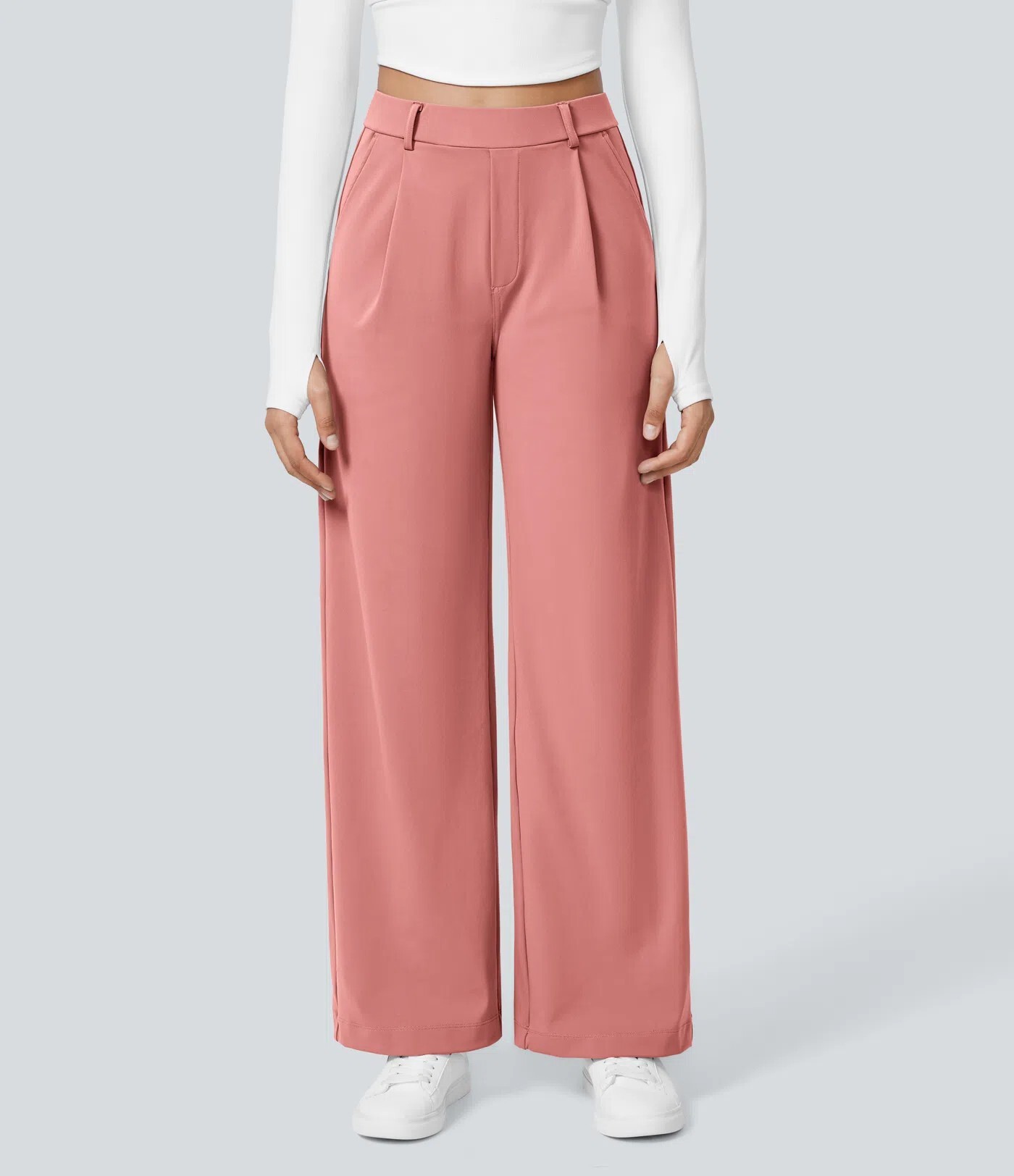 ⏰Big Spring Sale!High Waisted Side Pocket Straight Leg Work Pants