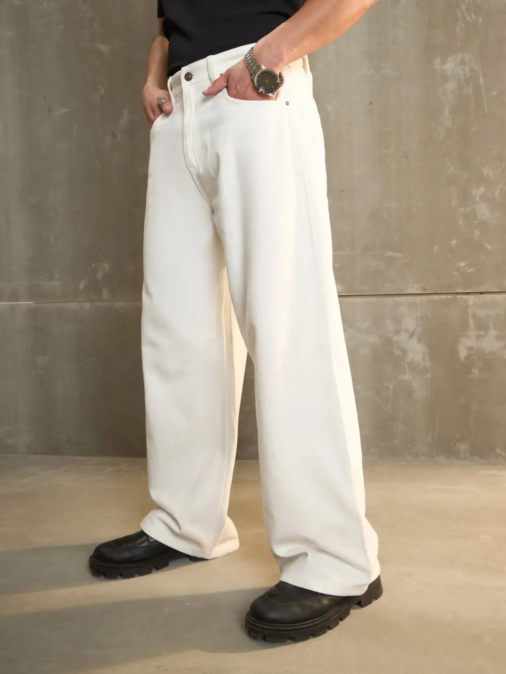 Men Basic Wide Leg Jeans