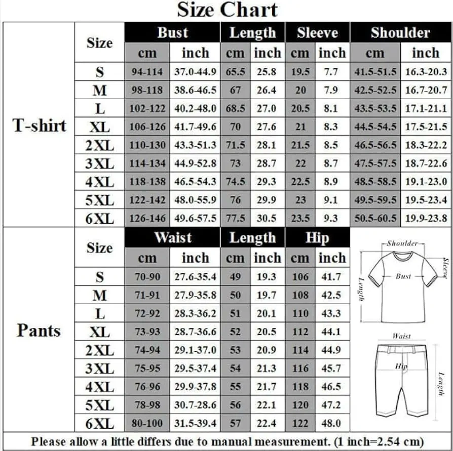 [S-6XL] Men's Solid Tee & Cargo Shorts Set