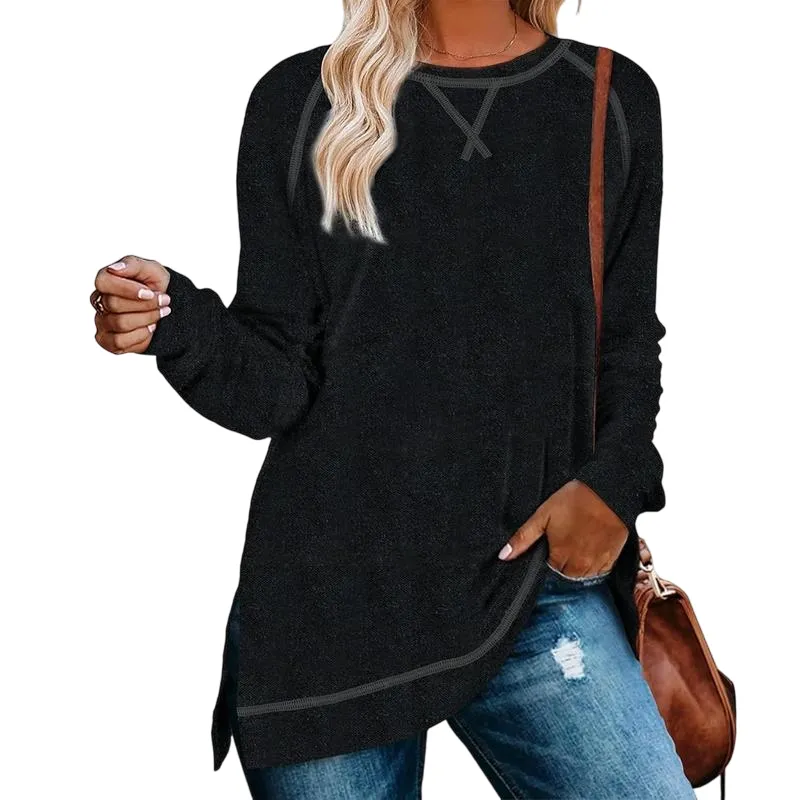 Women's belted top, long-sleeved shirt