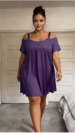 ⚡FINAL SALE⚡- Plus Size Shoulder Cut Out Fitted Midi Dress