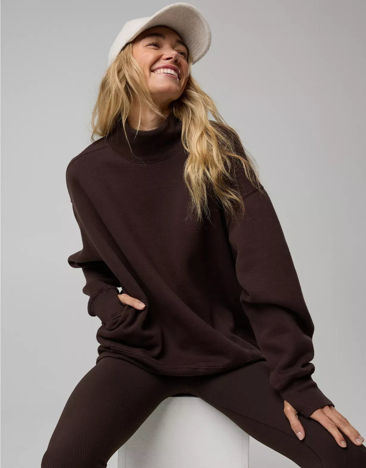 🔥 6-Color 6-Set - $26.9 Today 🔥Cloud Fleece Oversized Mockneck Sweatshirt+Barrel Sweatpant Matching Sets