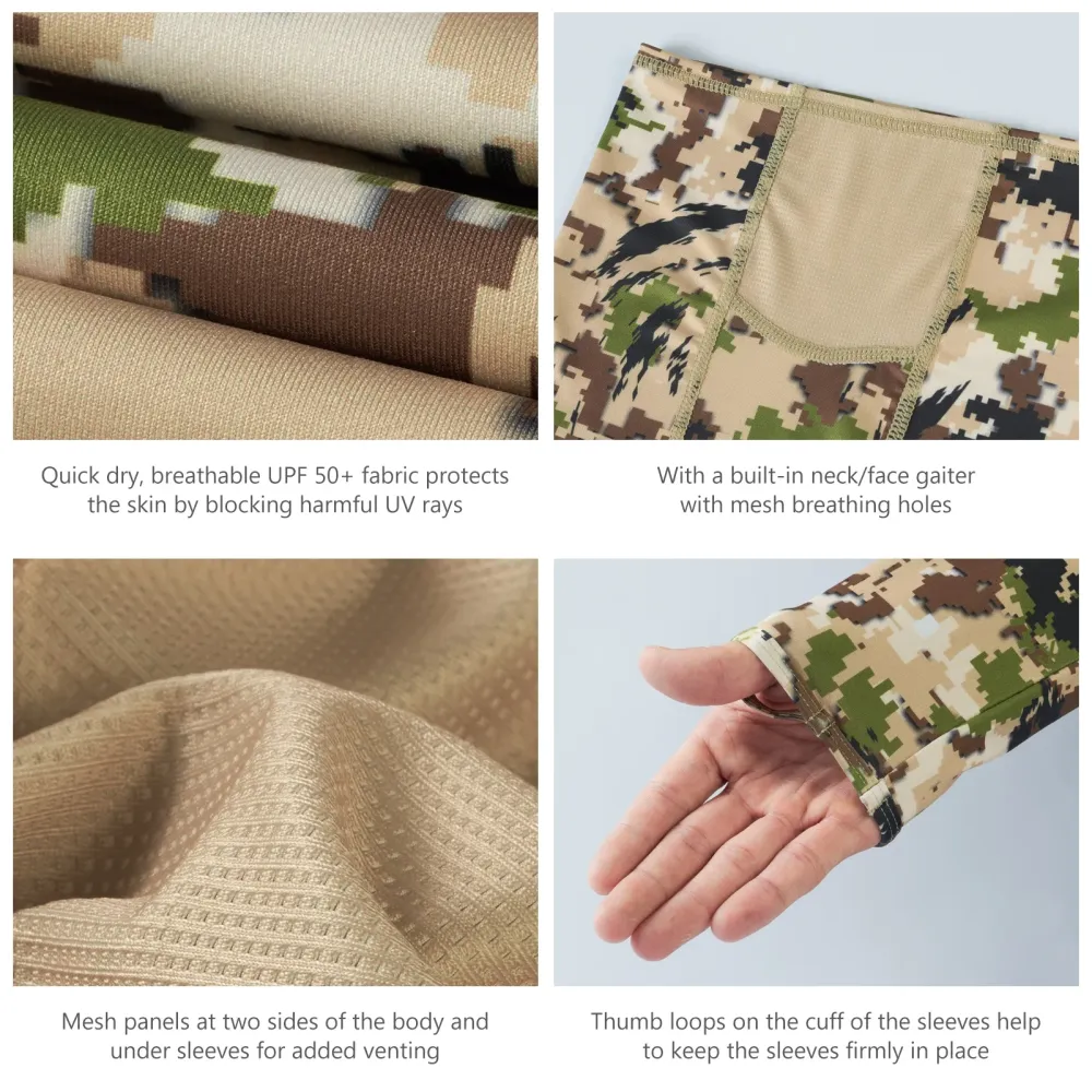 Men's UPF 50+ Camo Hoodie Shirt