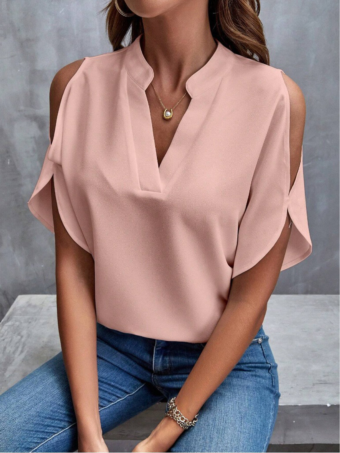 Women's Solid Color Basic Casual Fitted T-Shirt, Short Sleeve Off-Shoulder Top, Commuter Wear, Stylish, Minimalist and Comfortable Ladies' Tee