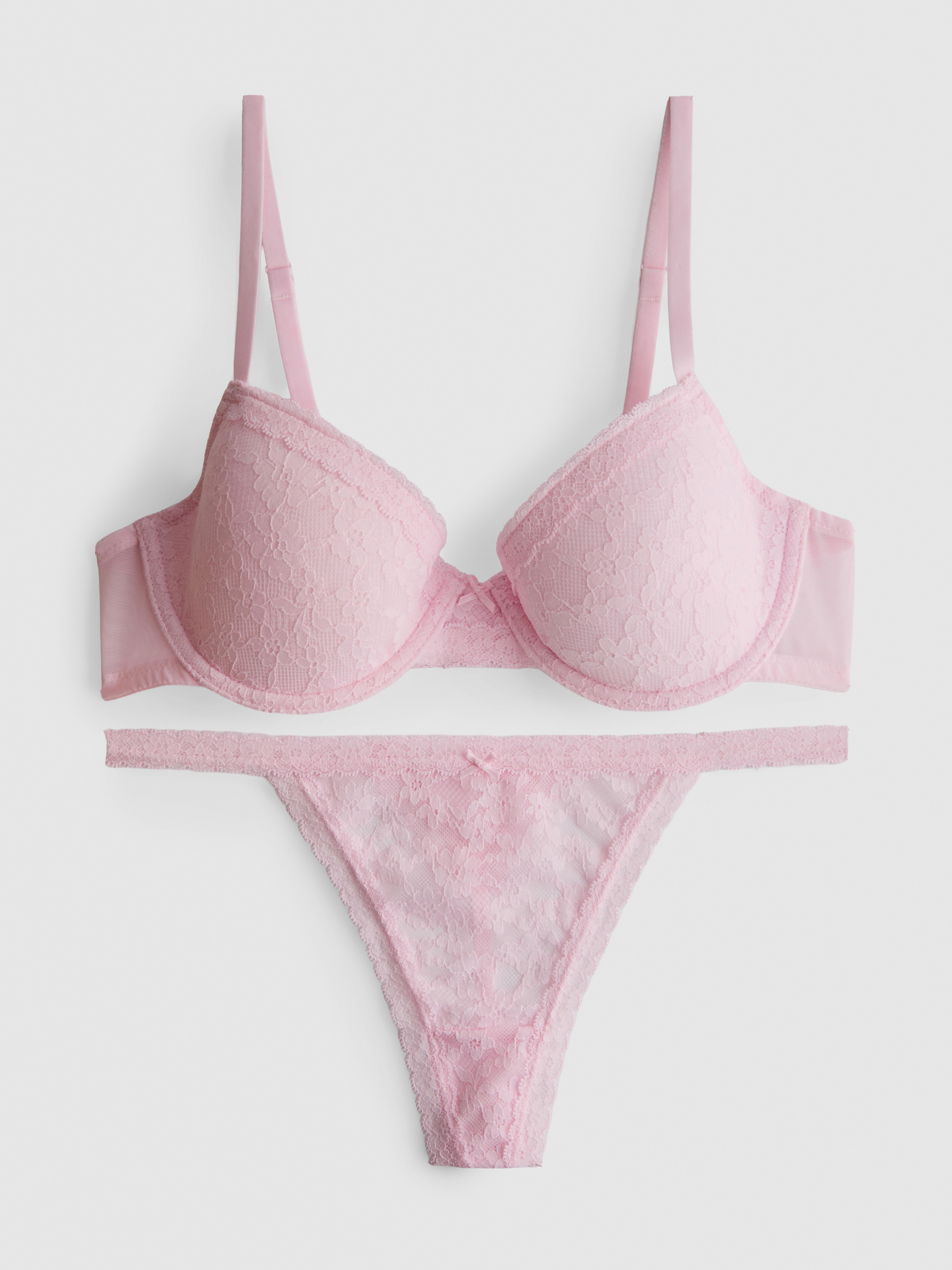 All-Over Lace Demi-Cup Lingerie Set