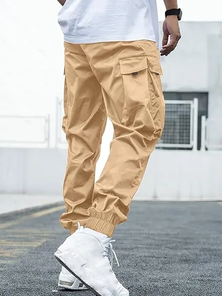Men's Baggy Solid Color Drawstring Casual Cargo Pants