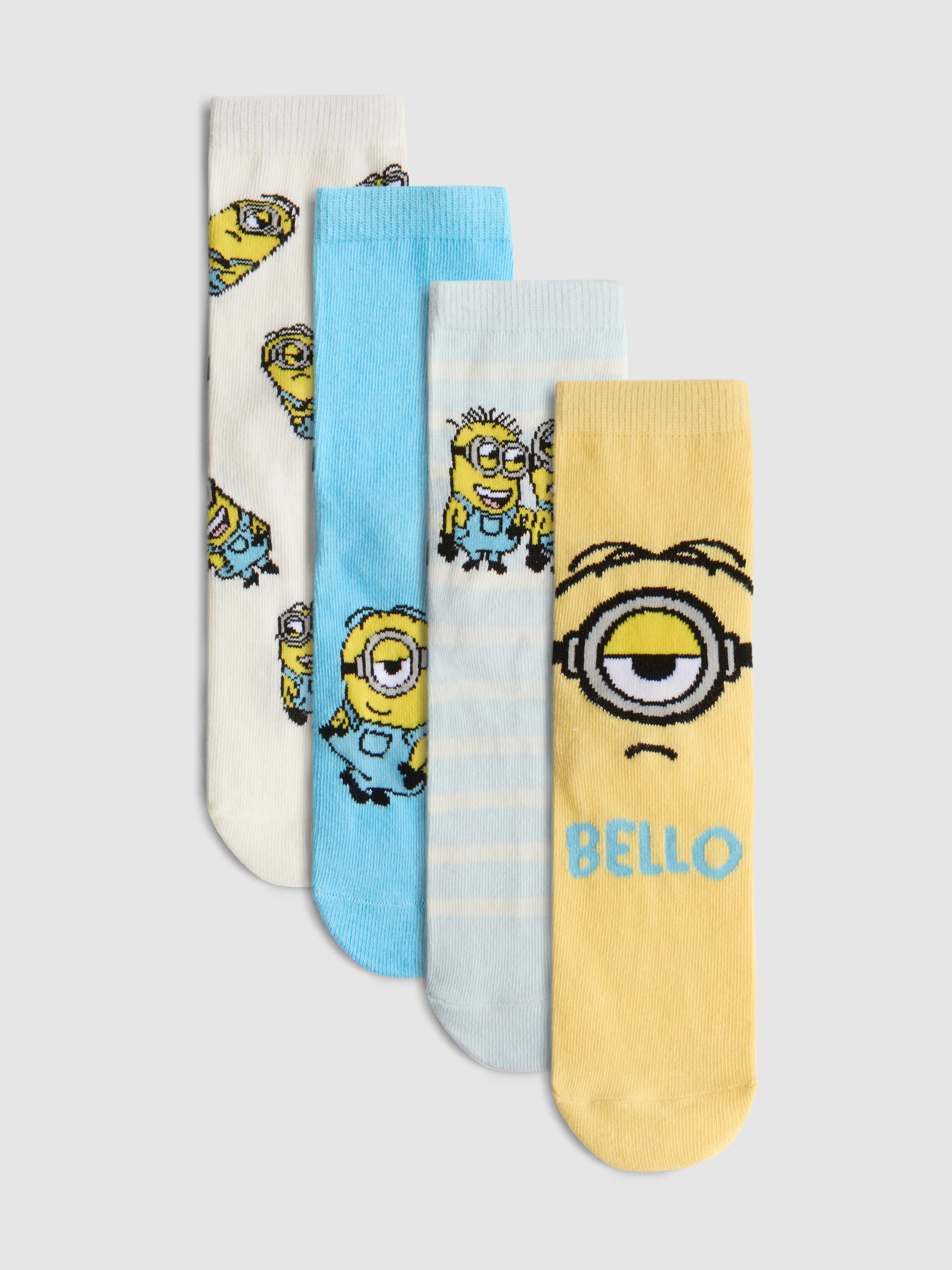 4pk Despicable Me Minions Ankle Socks
