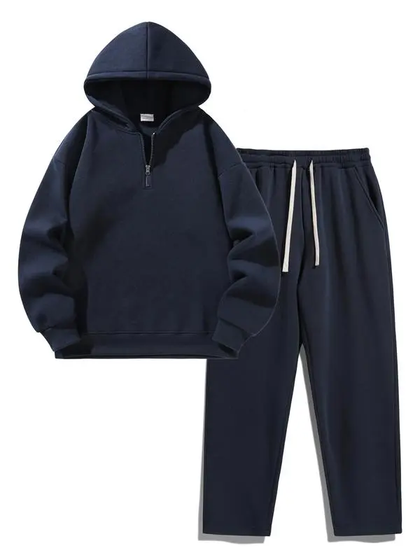 Men's Plain Two-piece Sweatsuit Set