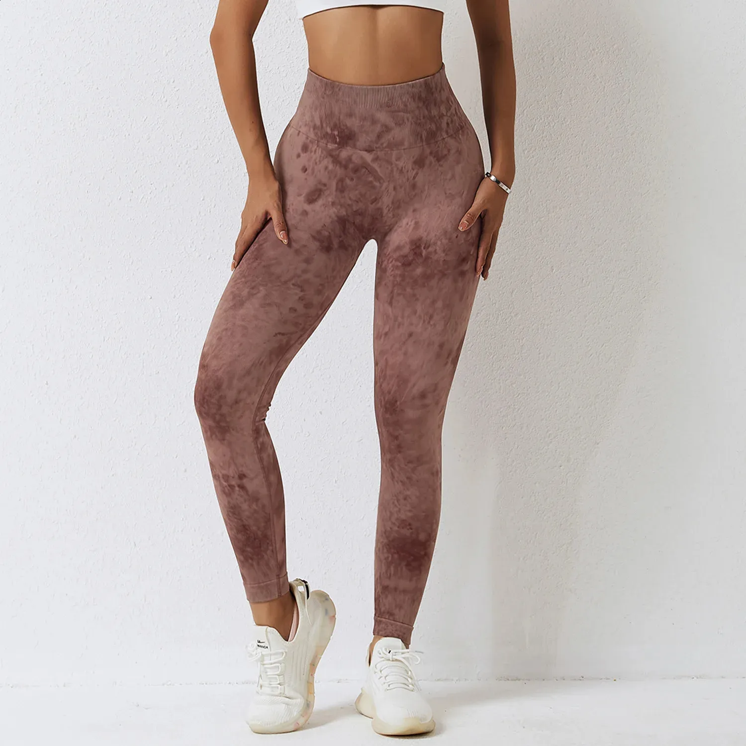 womens high waist yoga pants - Women's High Waist Seamless Yoga Pants - Fast Drying, Tight Fit, Peach Buckle, Nude, Sport & Gym- Picture 5 Of 6