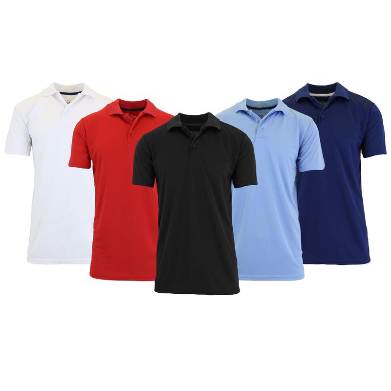 Men's 5-Pack Dry Fit Moisture-Wicking FabricPolo Collar Shirt Menswear Stylish Ribbed Sleeve