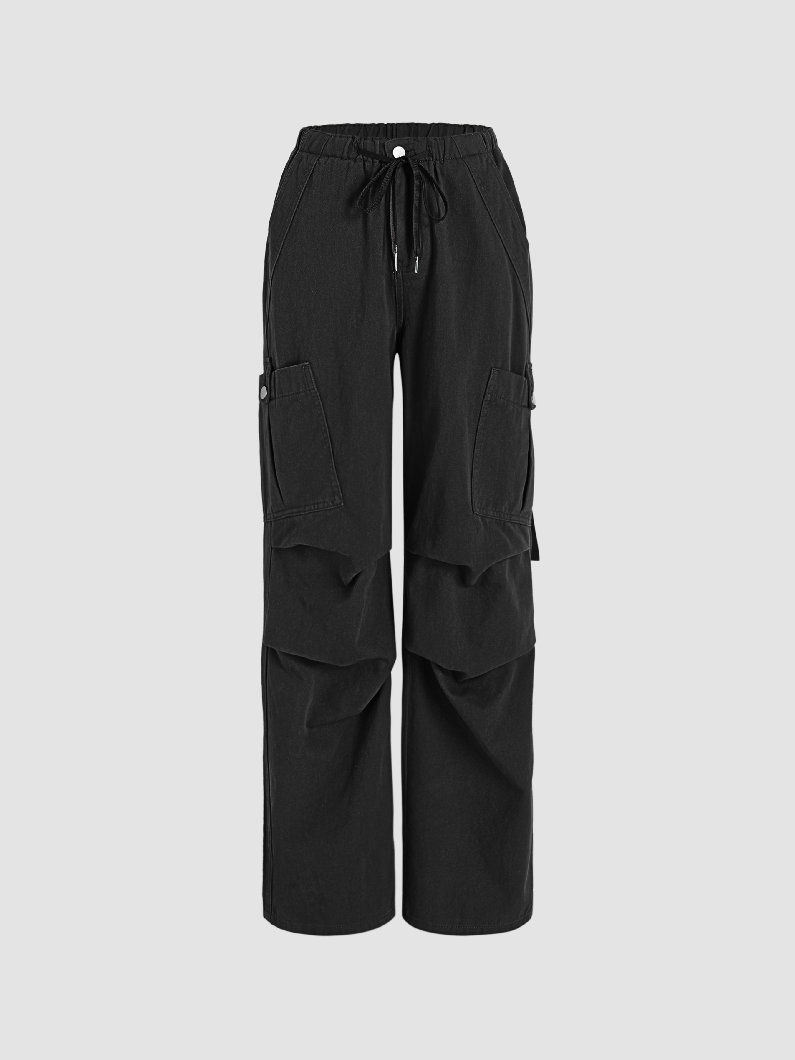 Denim Drawstring Cargo Pants