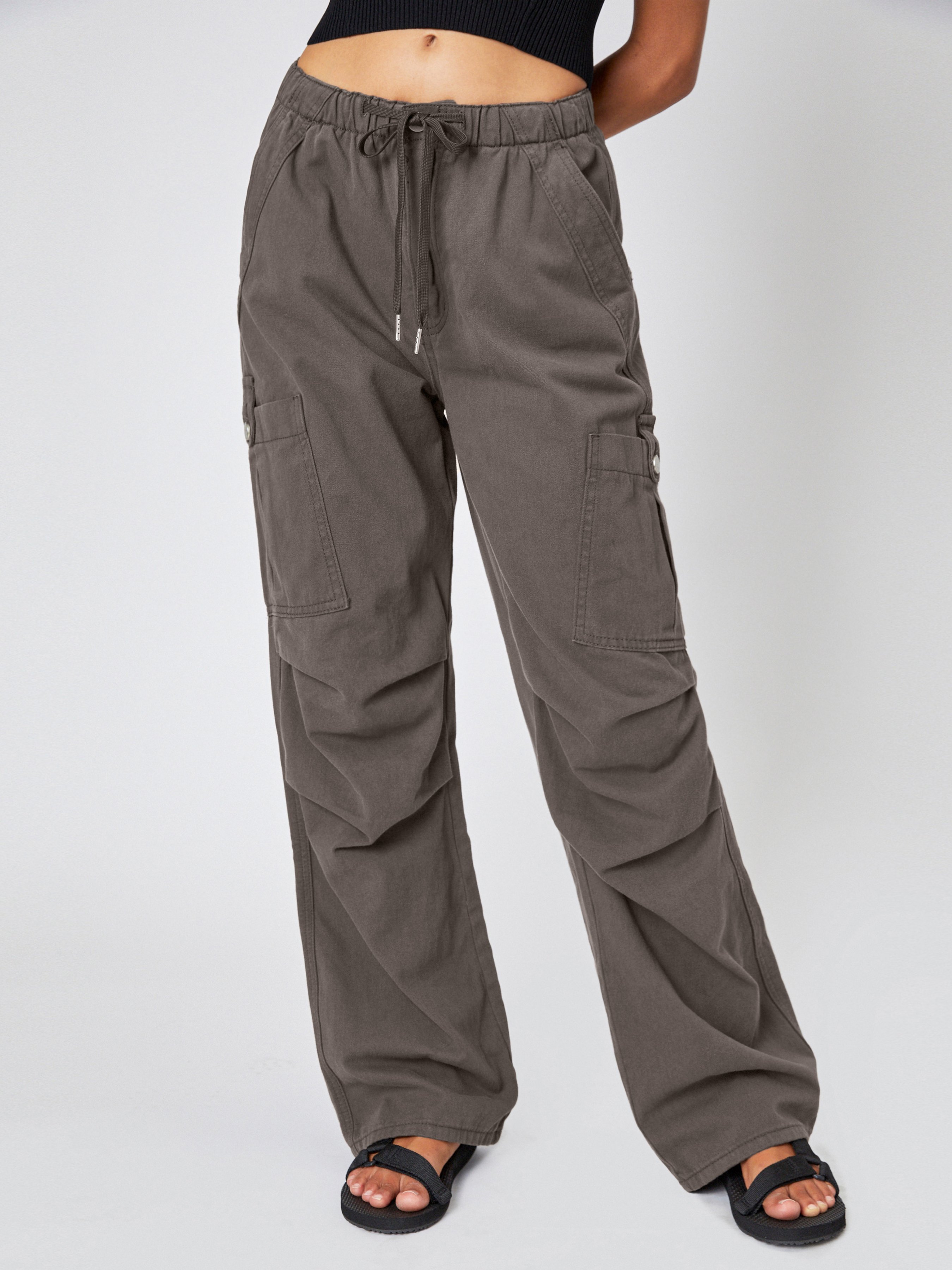 Denim Drawstring Cargo Pants