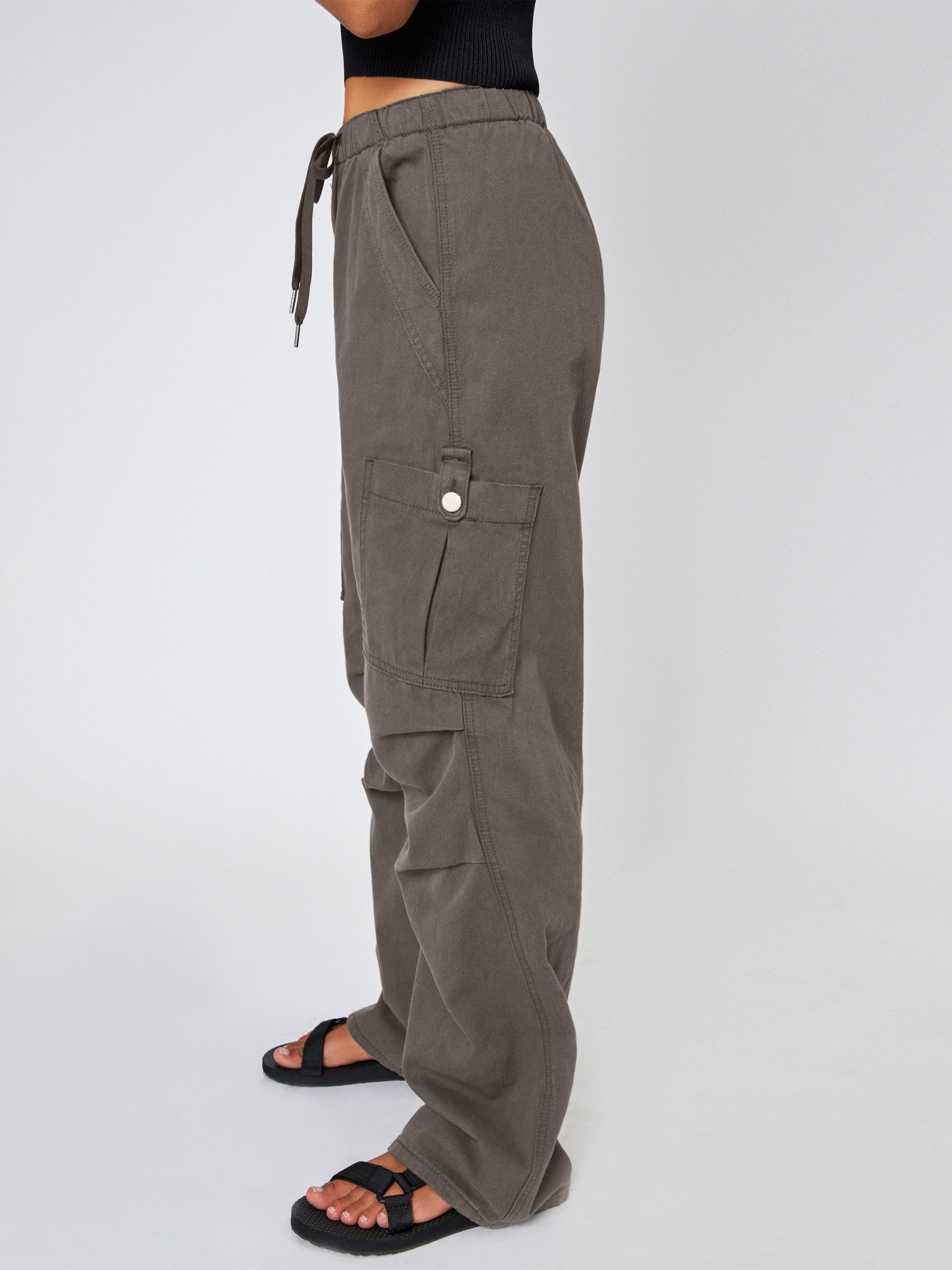 Denim Drawstring Cargo Pants