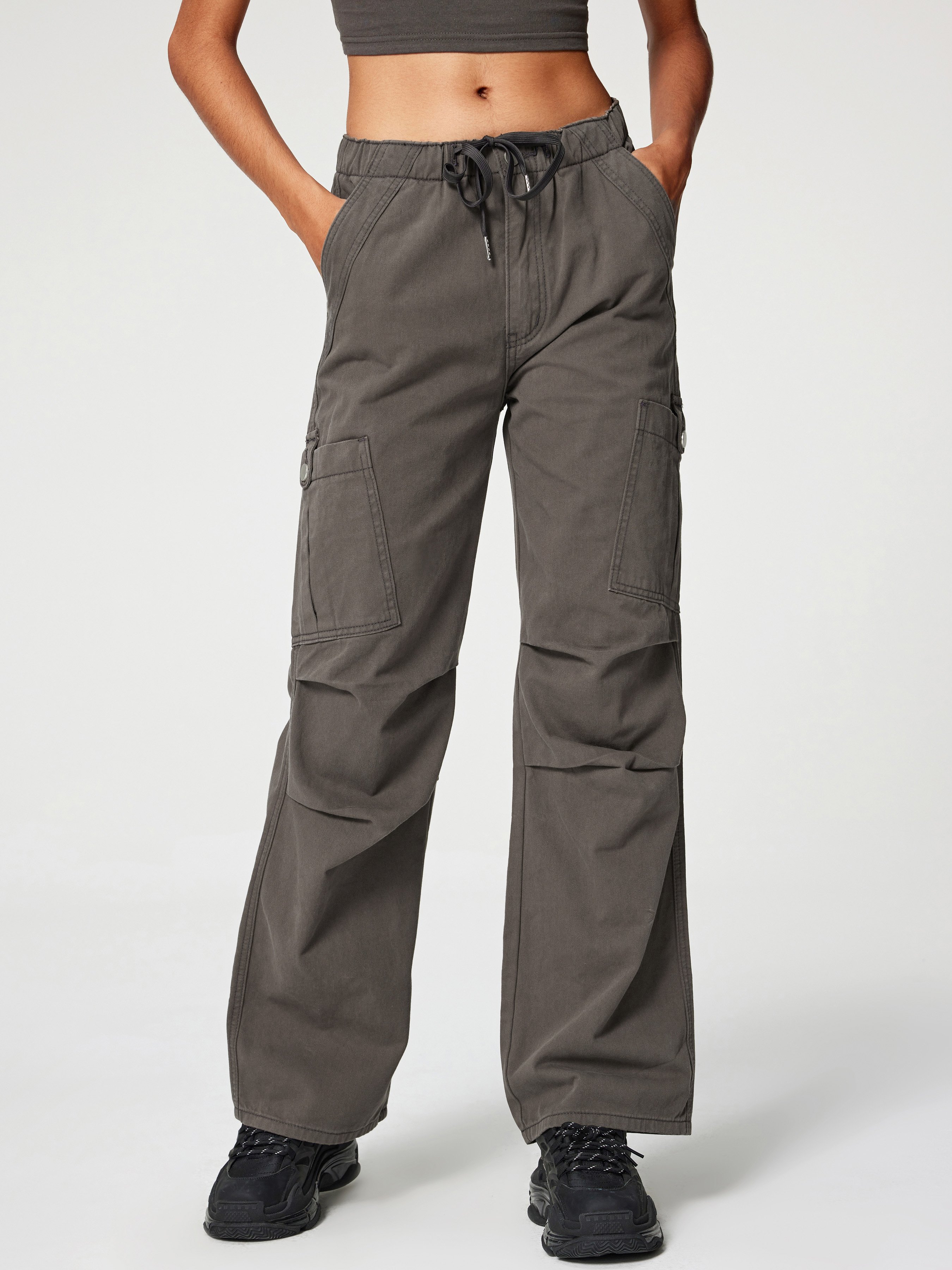 Denim Drawstring Cargo Pants