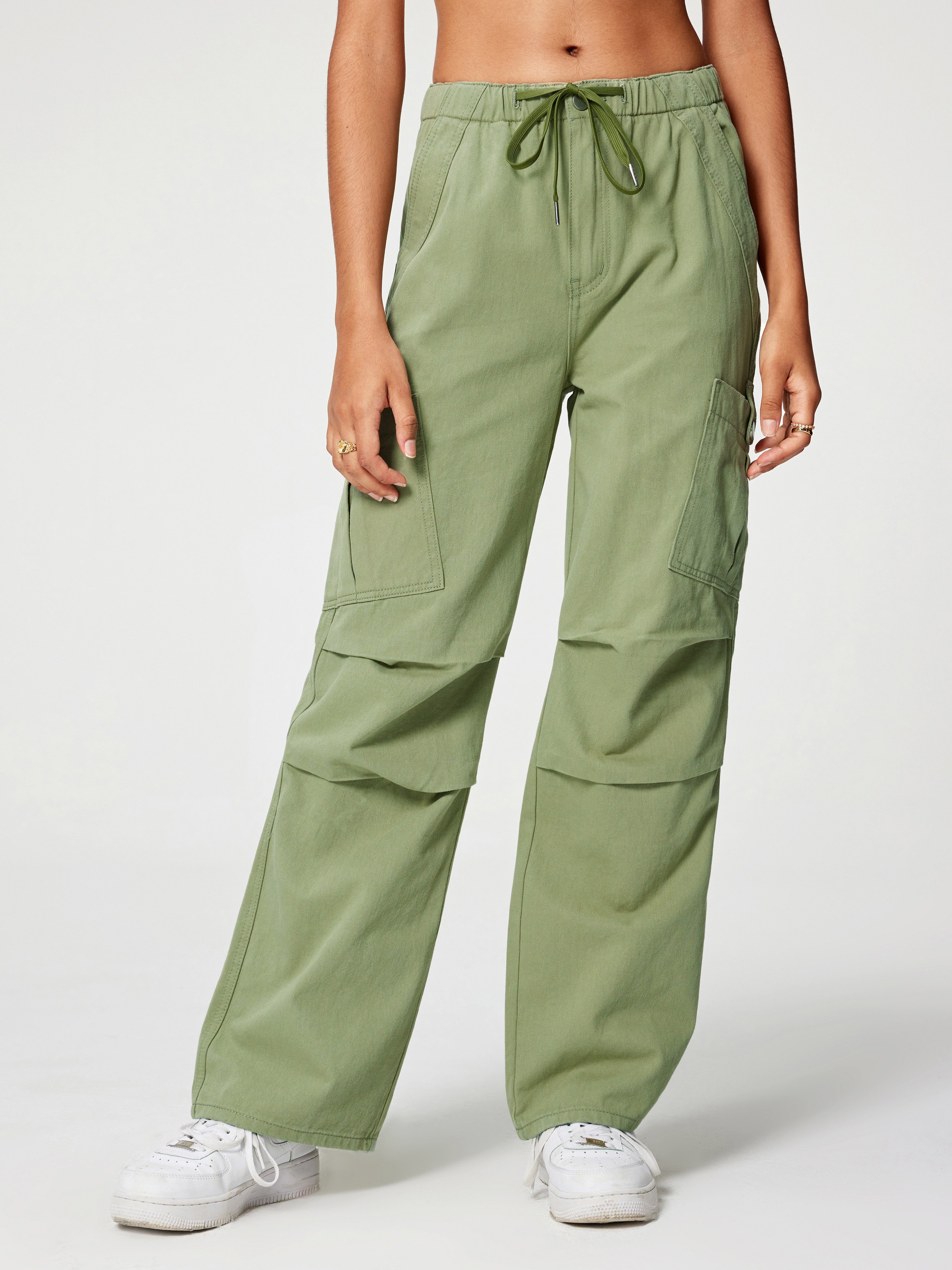 Denim Drawstring Cargo Pants