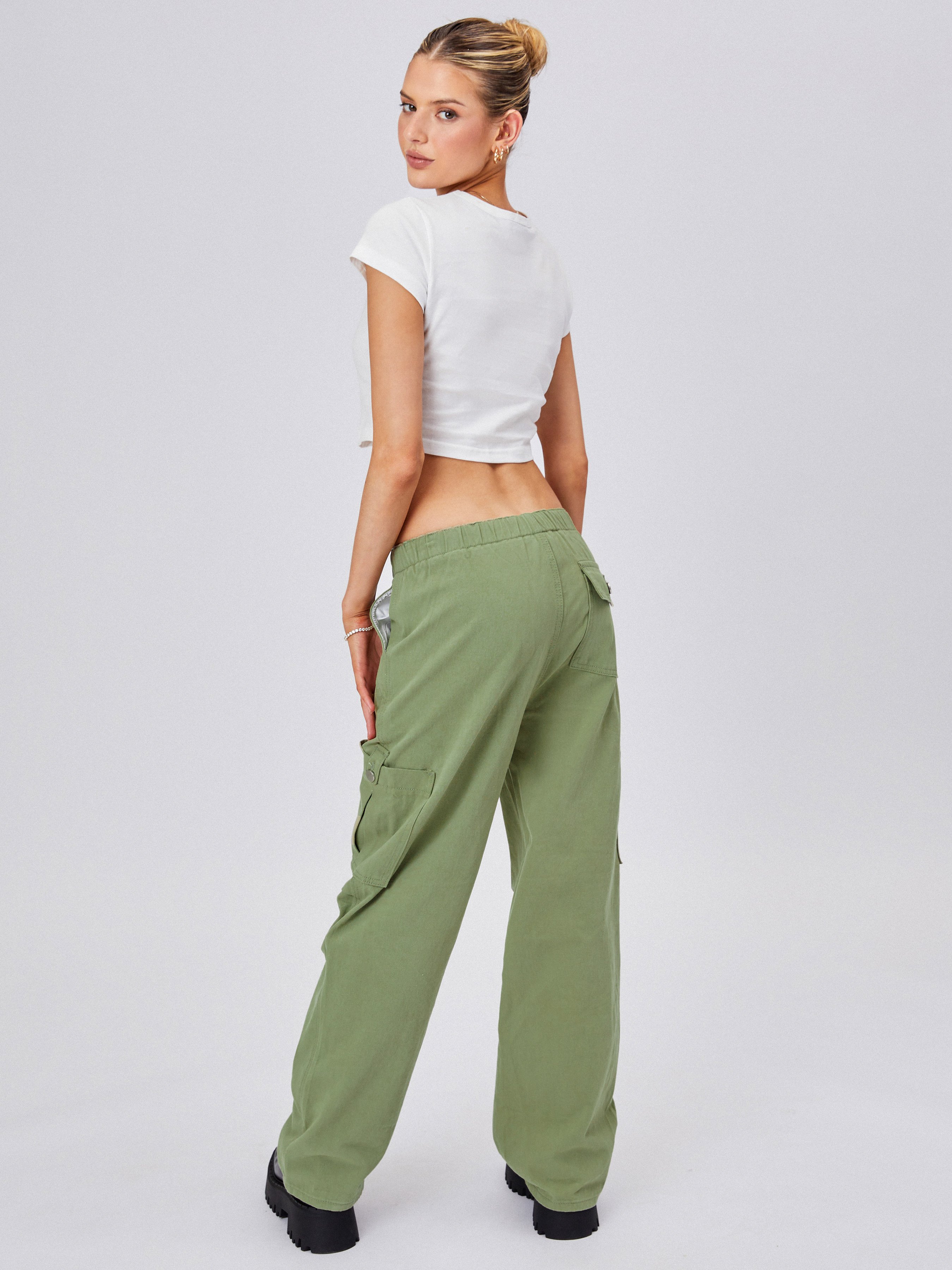 Denim Drawstring Cargo Pants