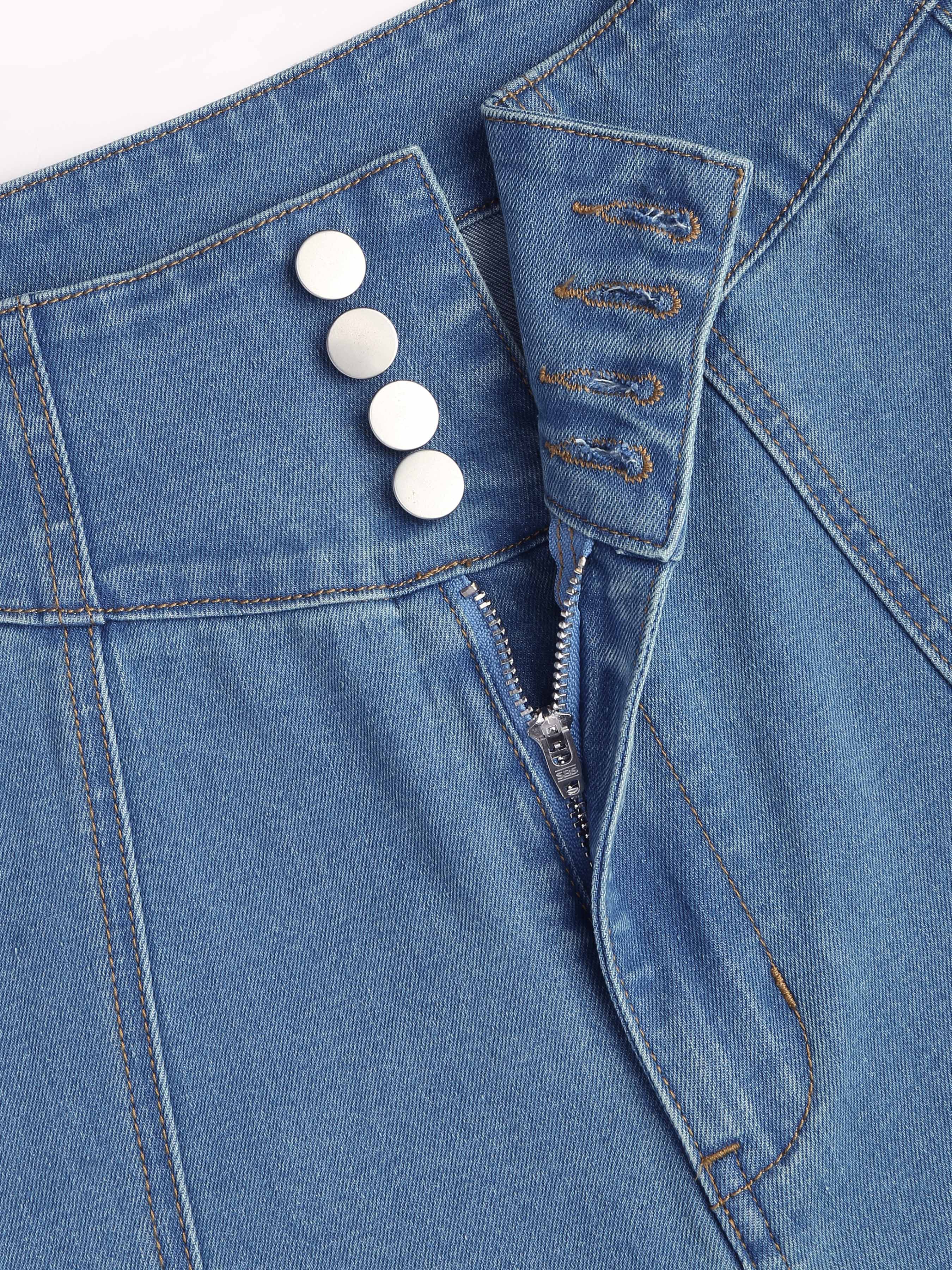 Stretch Denim High Waist Flared Jeans