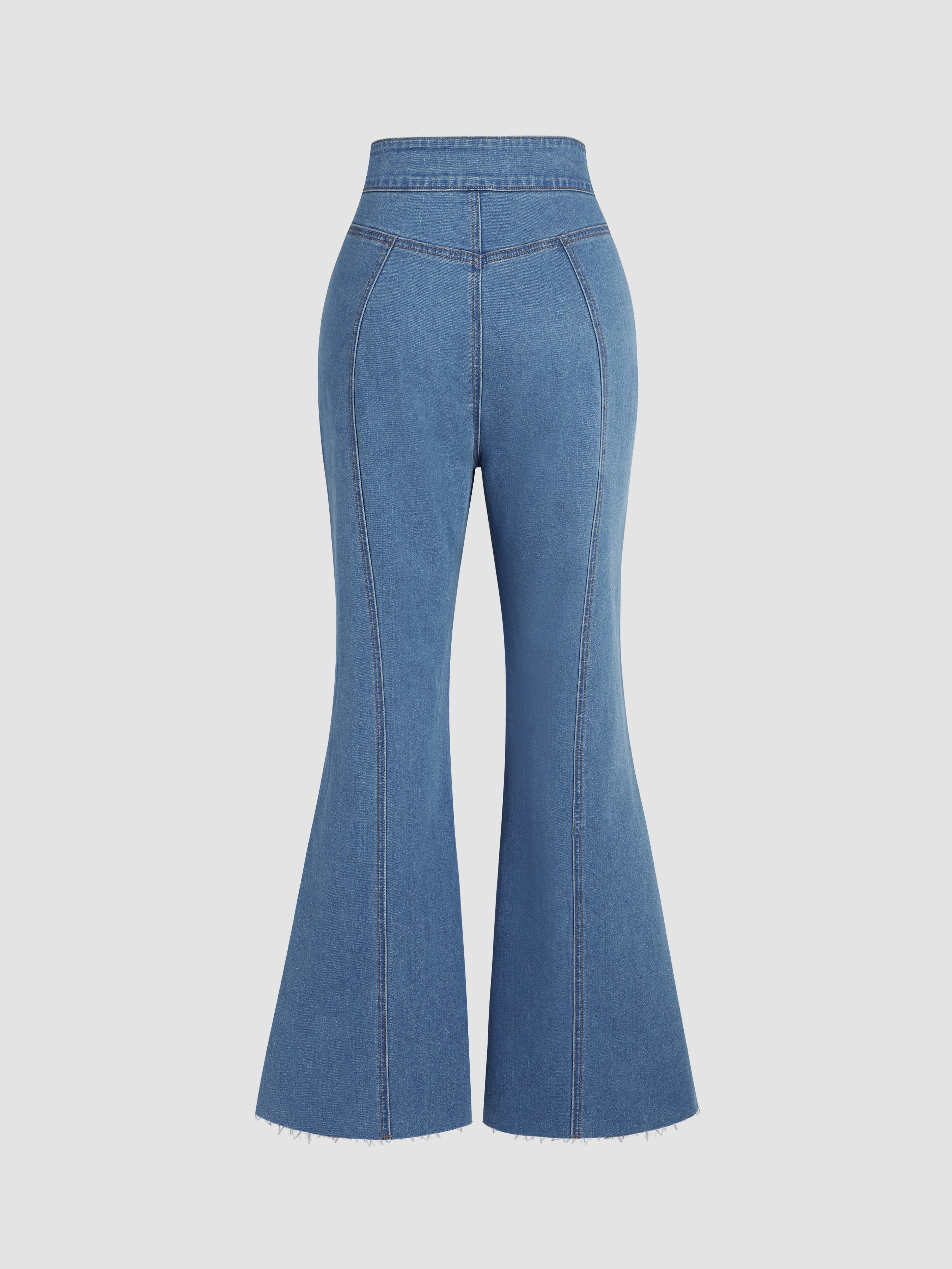 Stretch Denim High Waist Flared Jeans