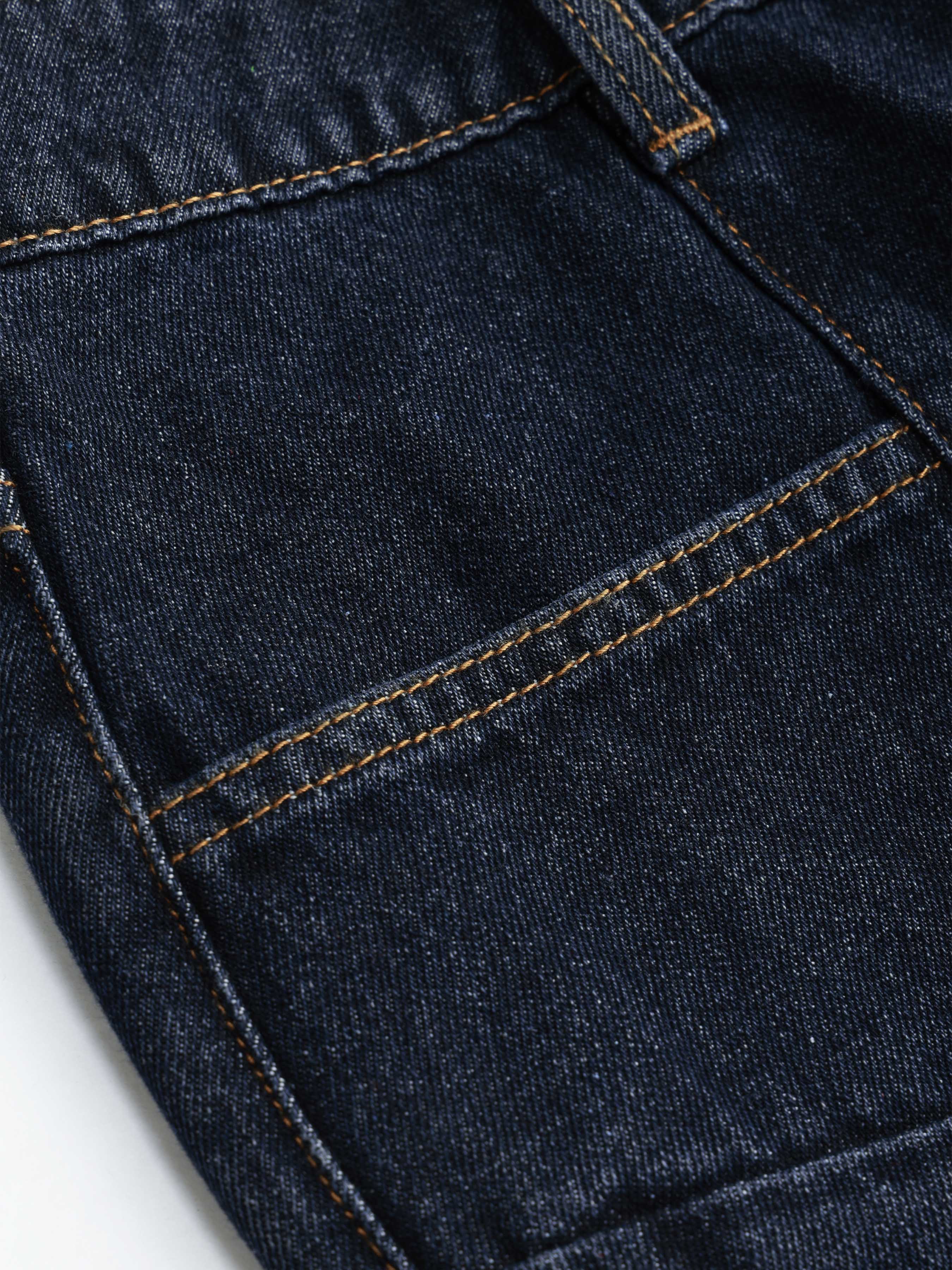 Mid Waist Pocket Straight Leg Jeans