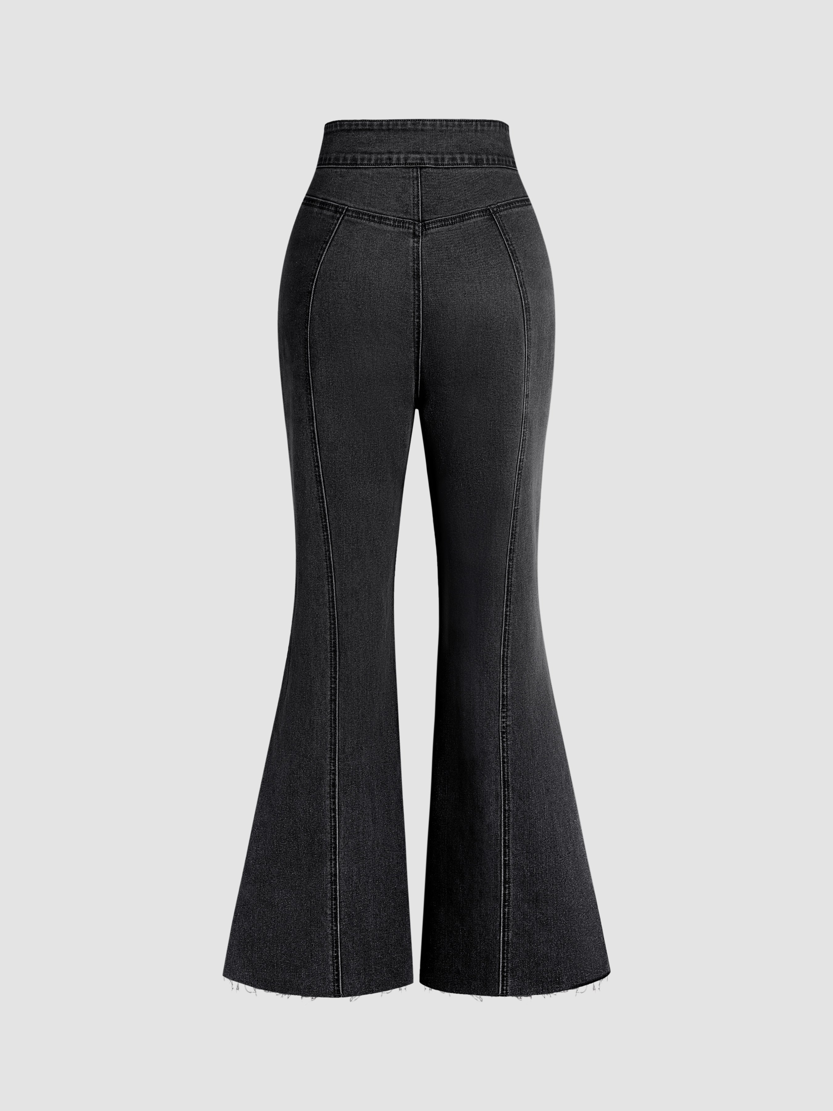 Stretch Denim High Waist Flared Jeans