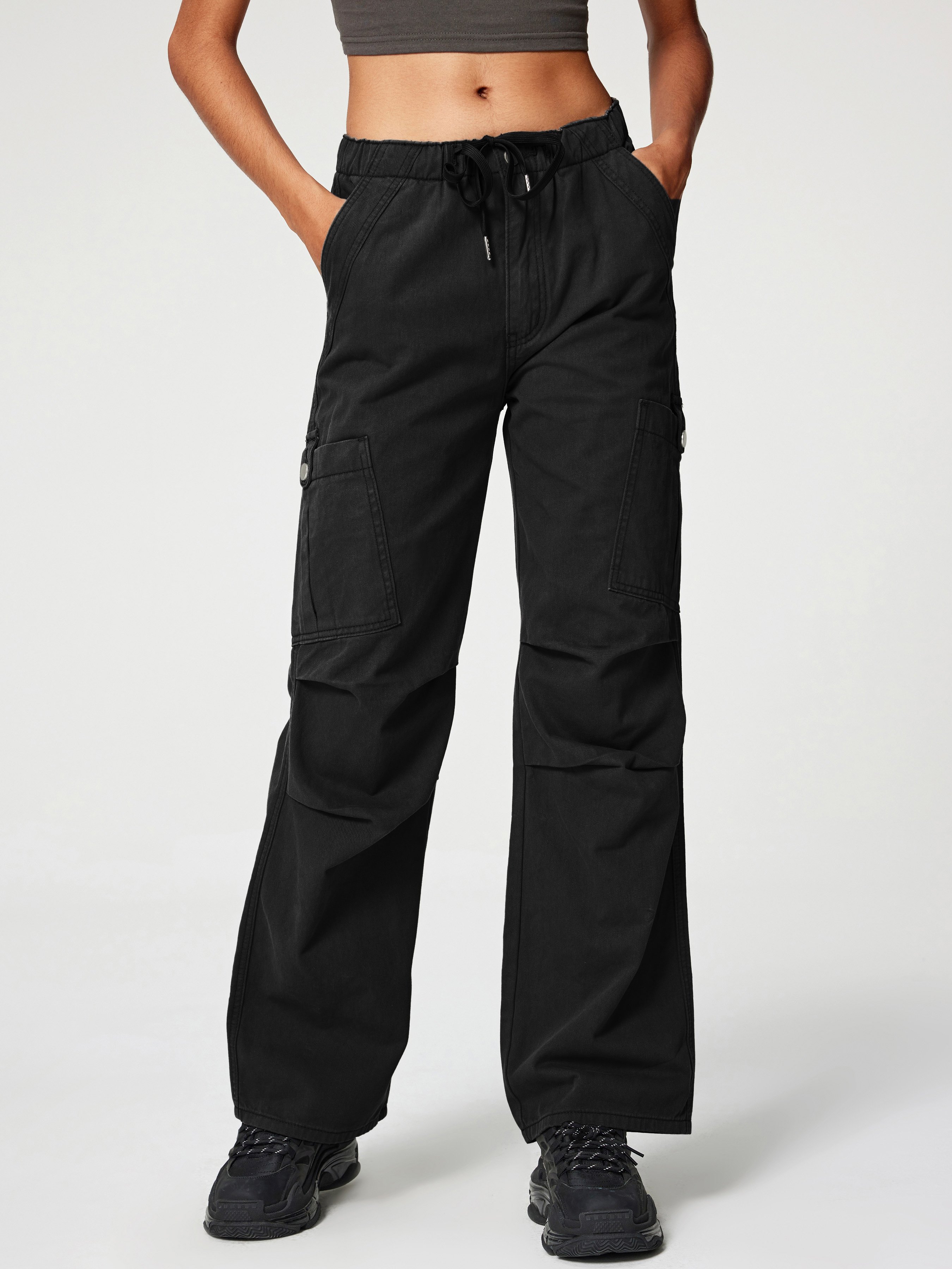Denim Drawstring Cargo Pants