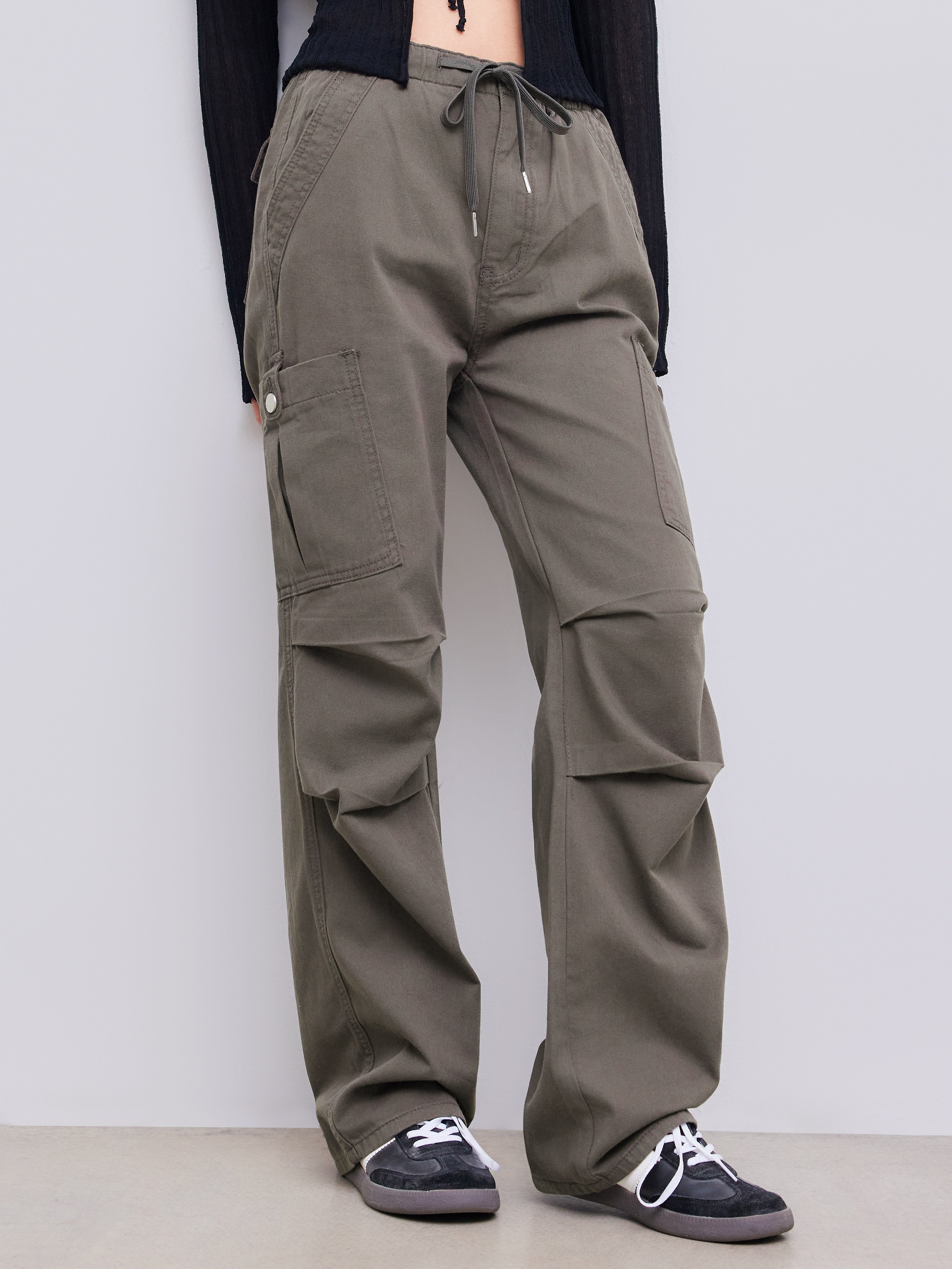 Denim Drawstring Cargo Pants