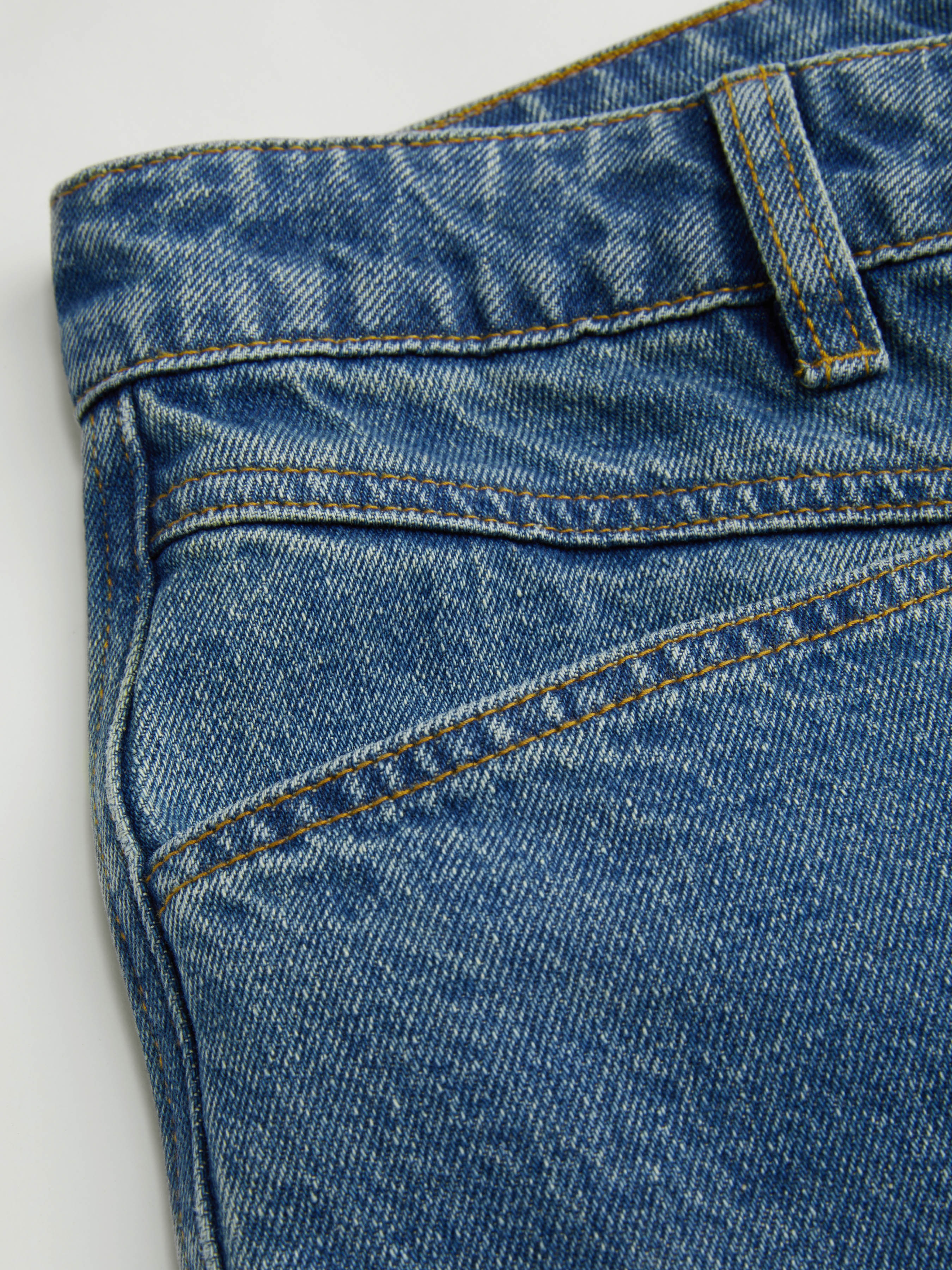 Cider Denim Mid Rise Solid Roll Hem Straight Leg Jeans