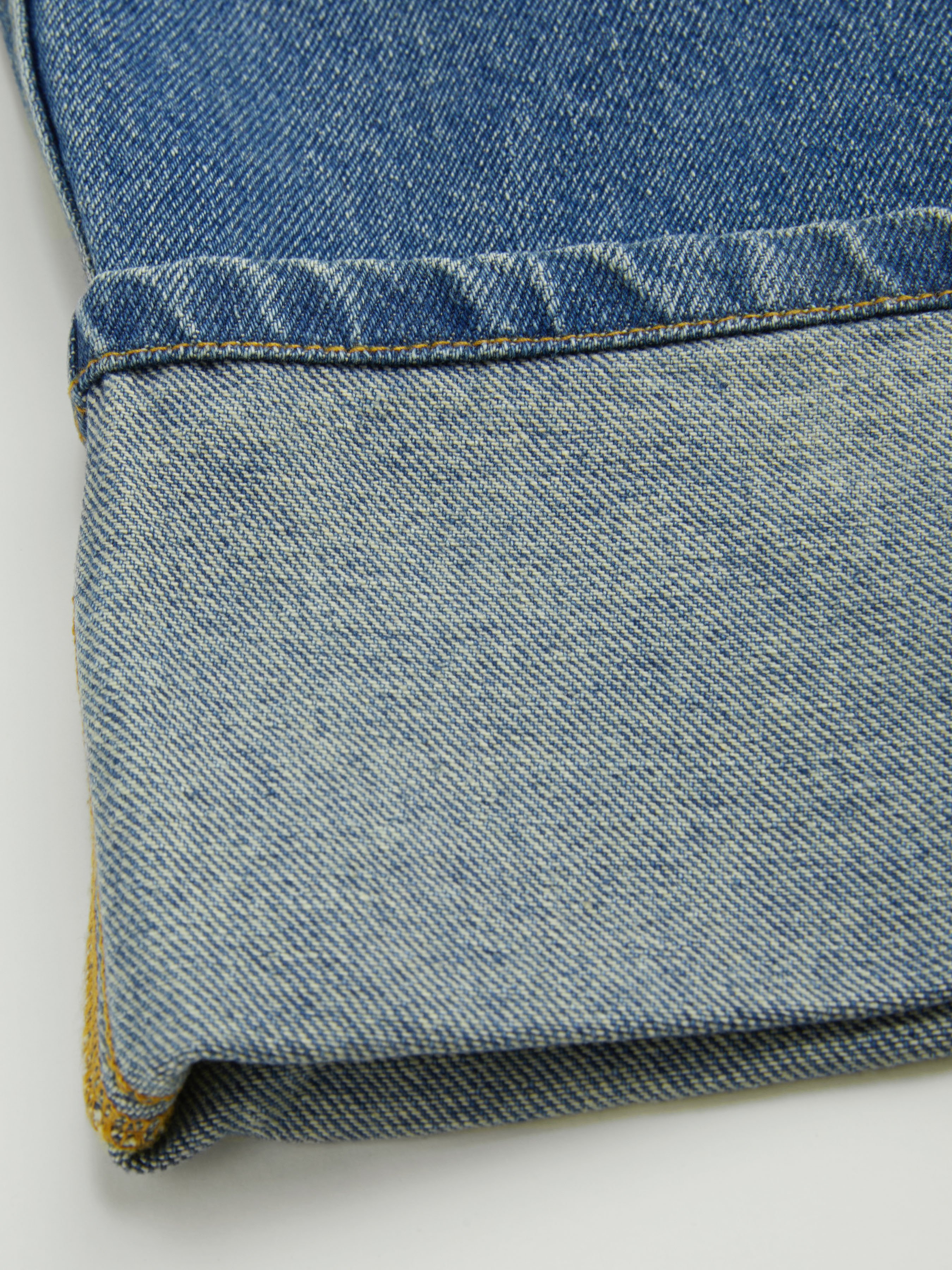 Cider Denim Mid Rise Solid Roll Hem Straight Leg Jeans