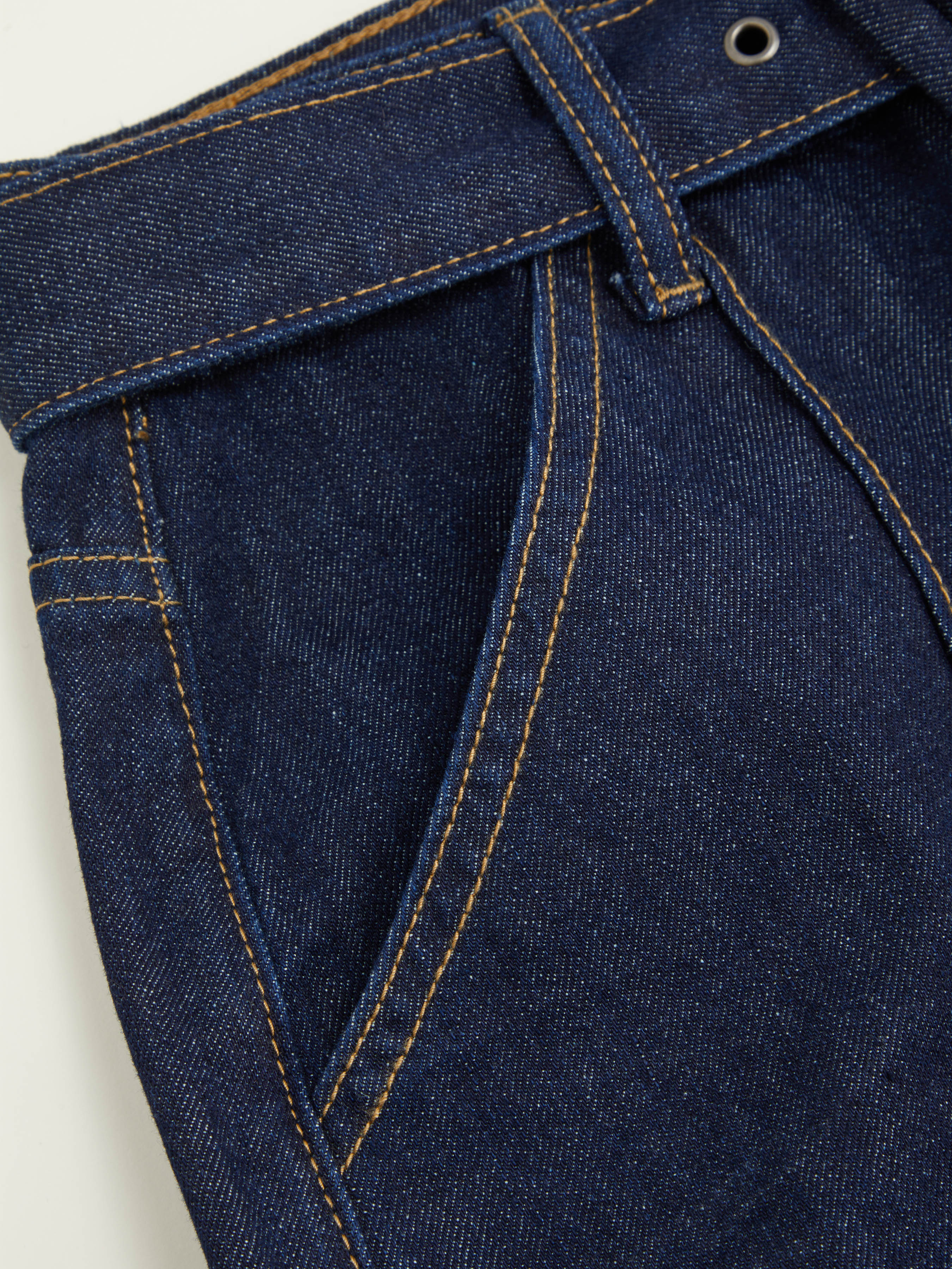 High Stretch Cider Denim Low Rise Baggy Jeans With Belt