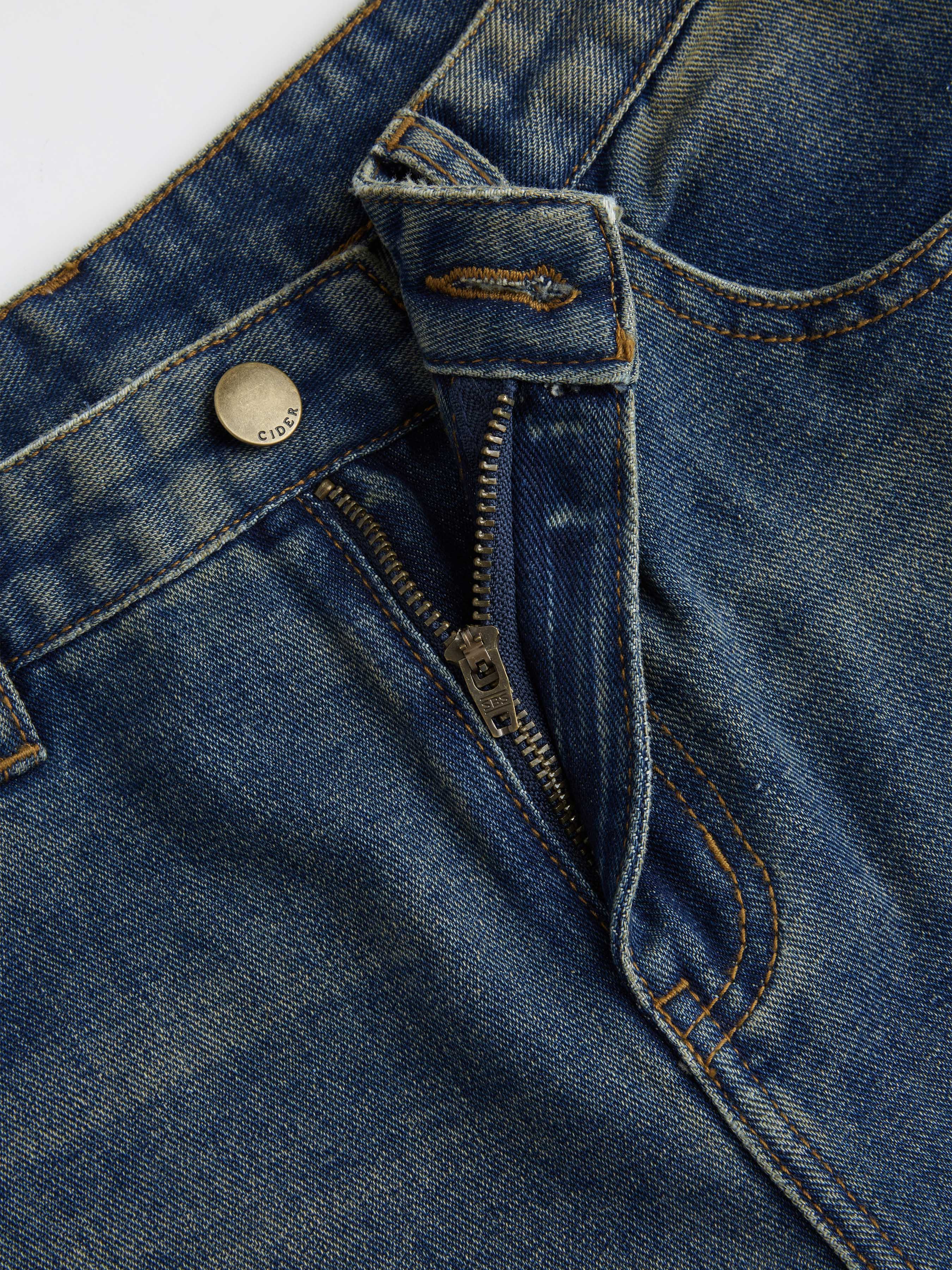 Denim Low-Rise Baggy Trousers - Indigo