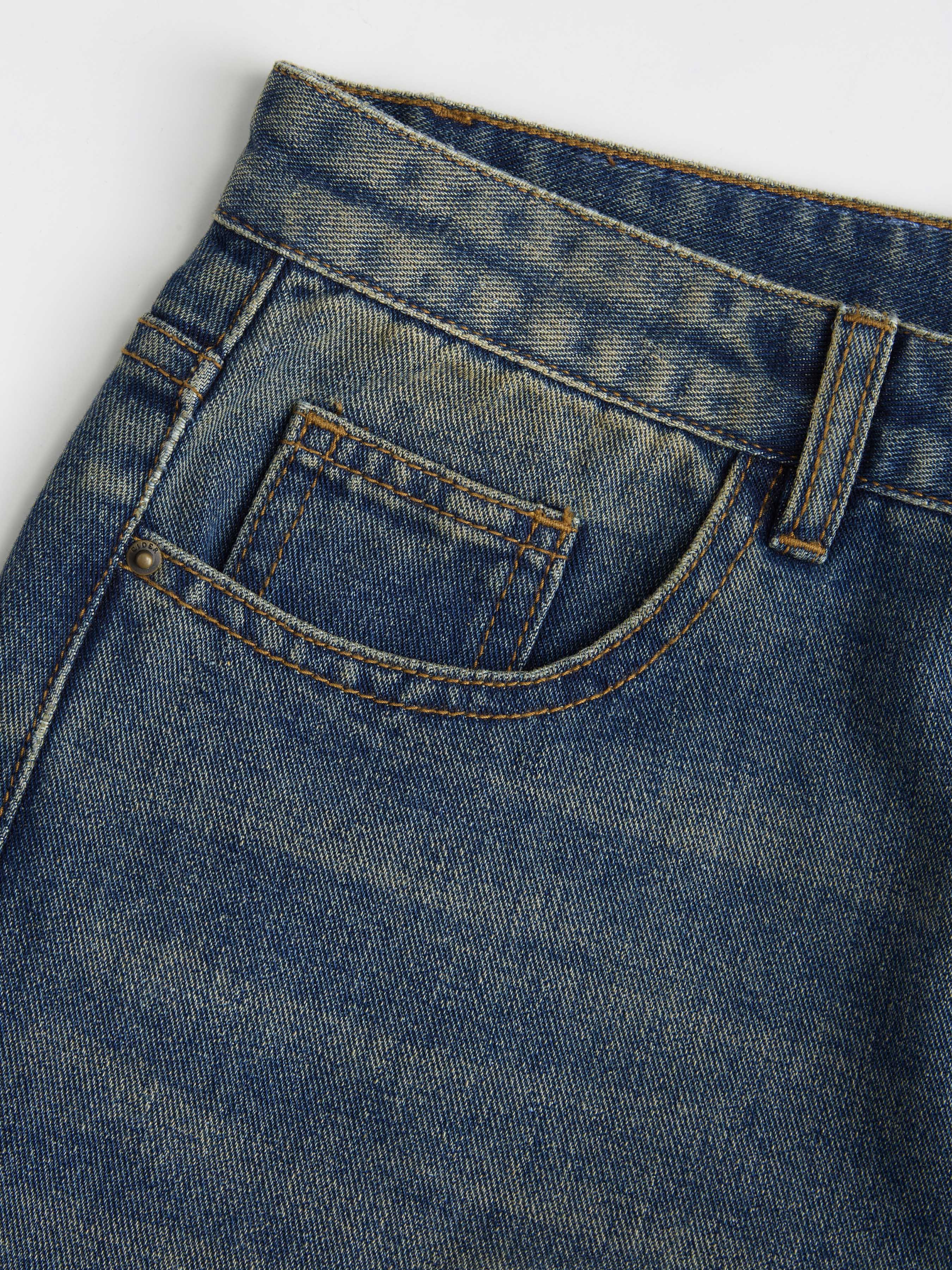 Denim Low-Rise Baggy Trousers - Indigo