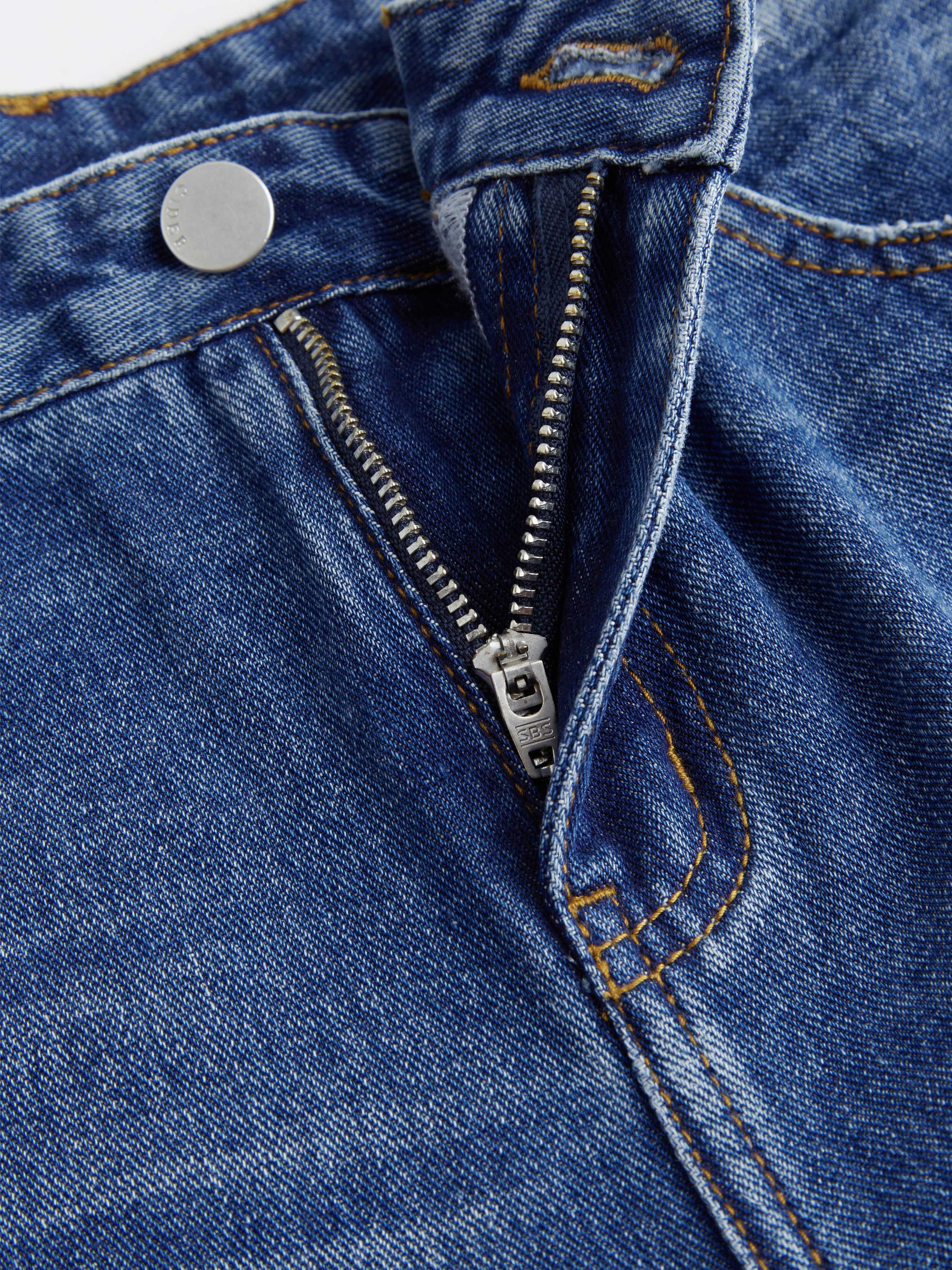 Denim Low-Rise Baggy Trousers - Navy Blue