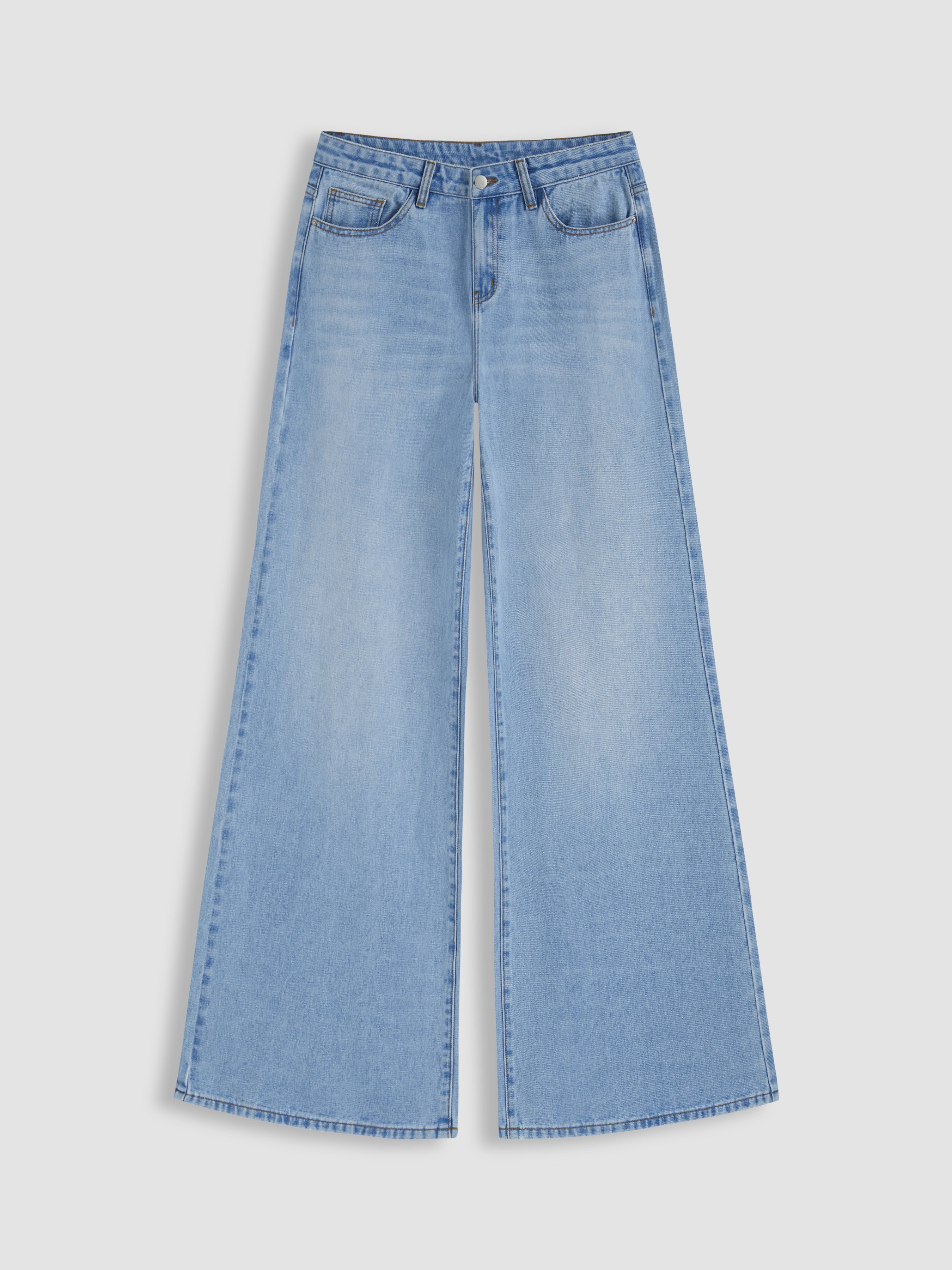 Denim Low-Rise Baggy Trousers - Light Blue