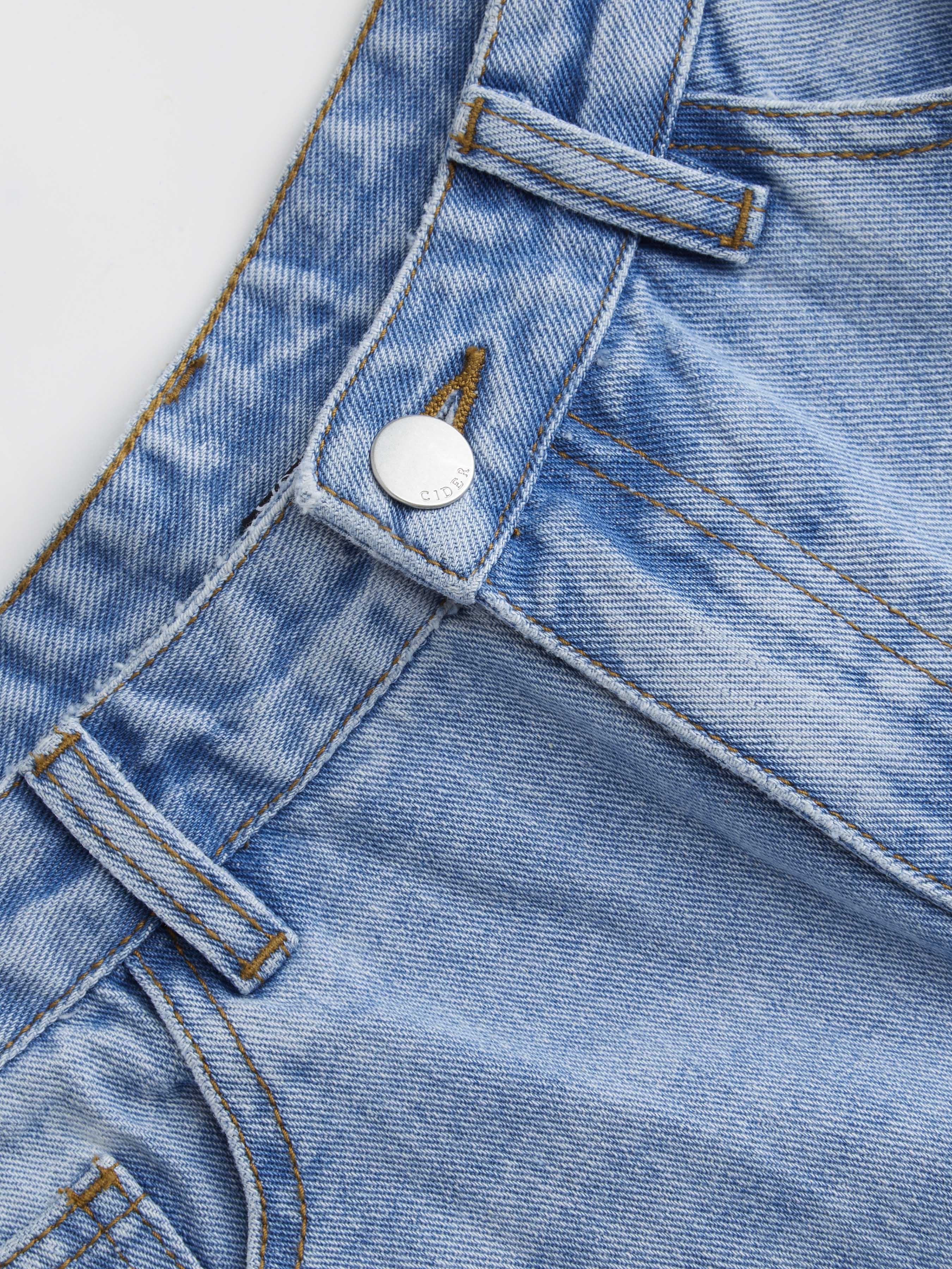 Denim Low-Rise Baggy Trousers - Light Blue