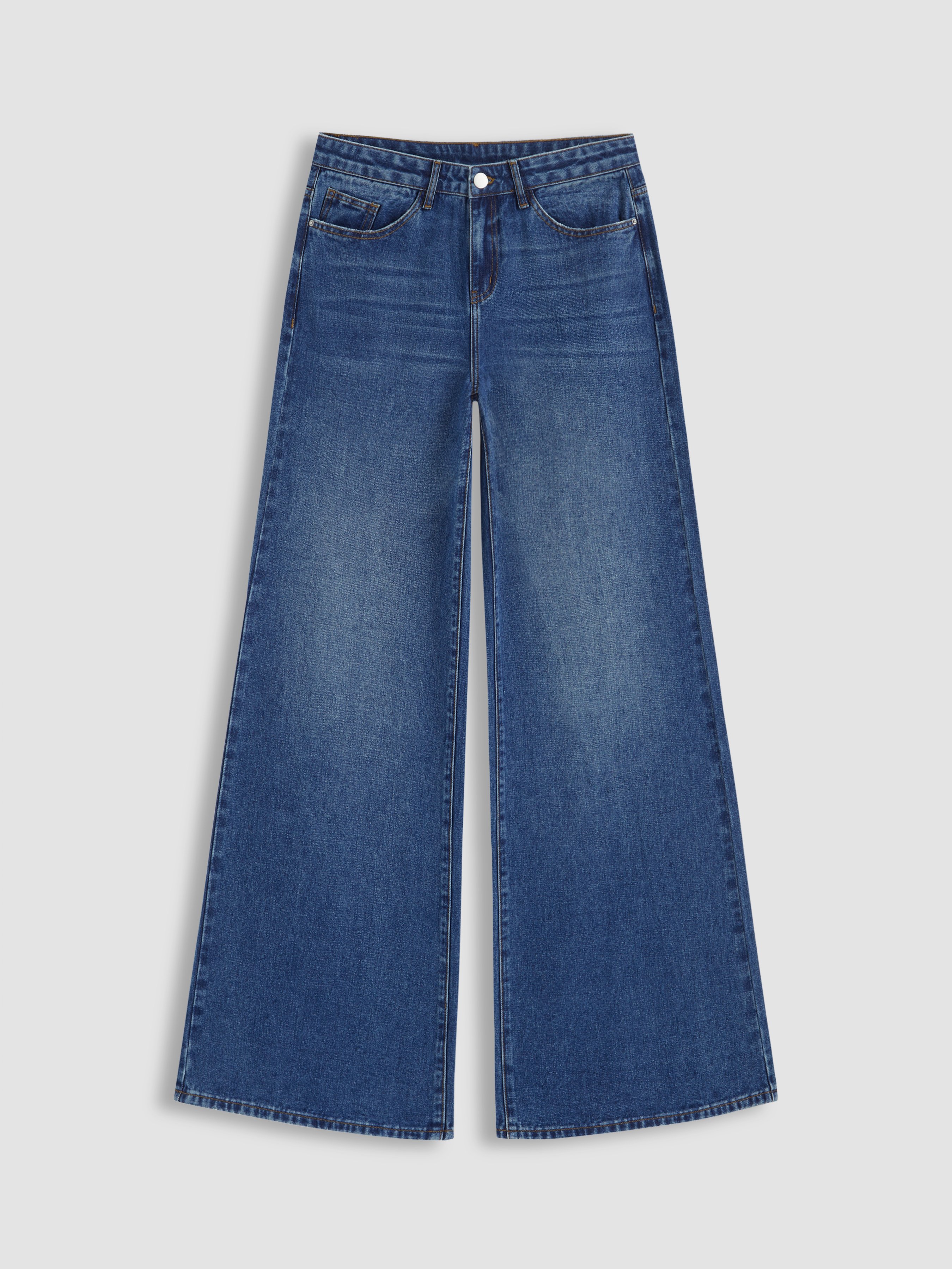 Denim Low-Rise Baggy Trousers - Navy Blue