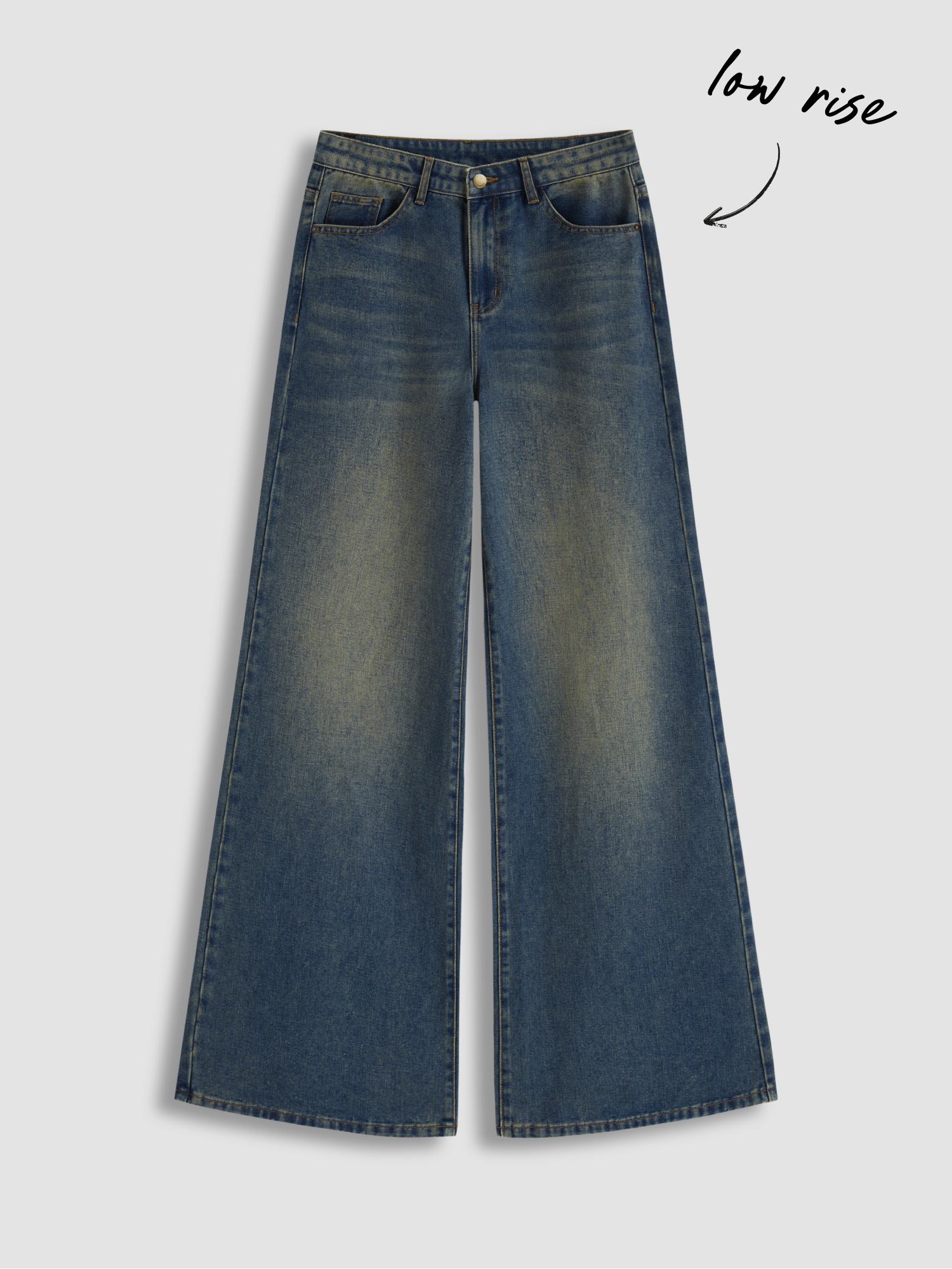 Denim Low-Rise Baggy Trousers - Indigo