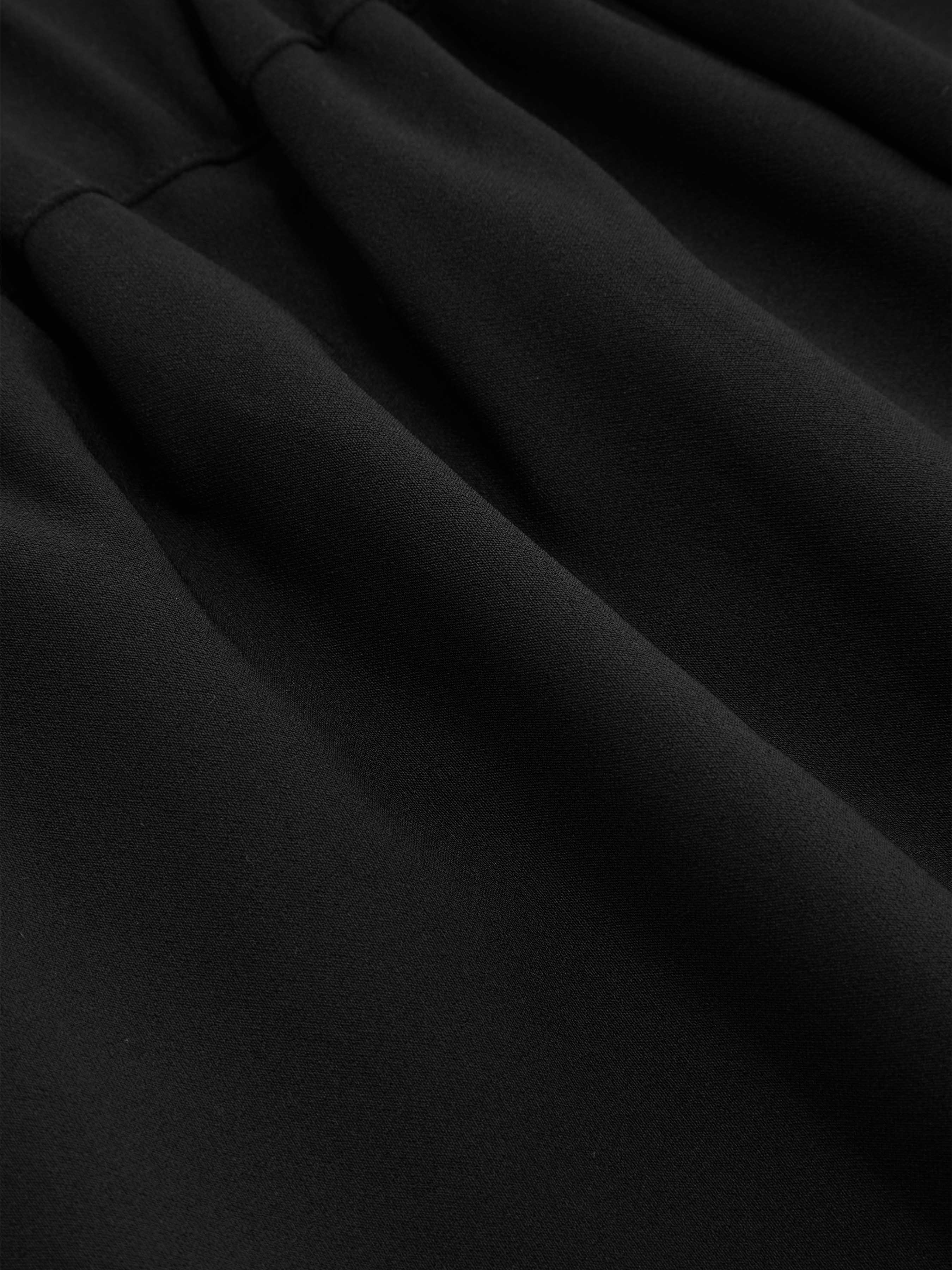 Mid Rise Pleated Straight Leg Trousers - Black