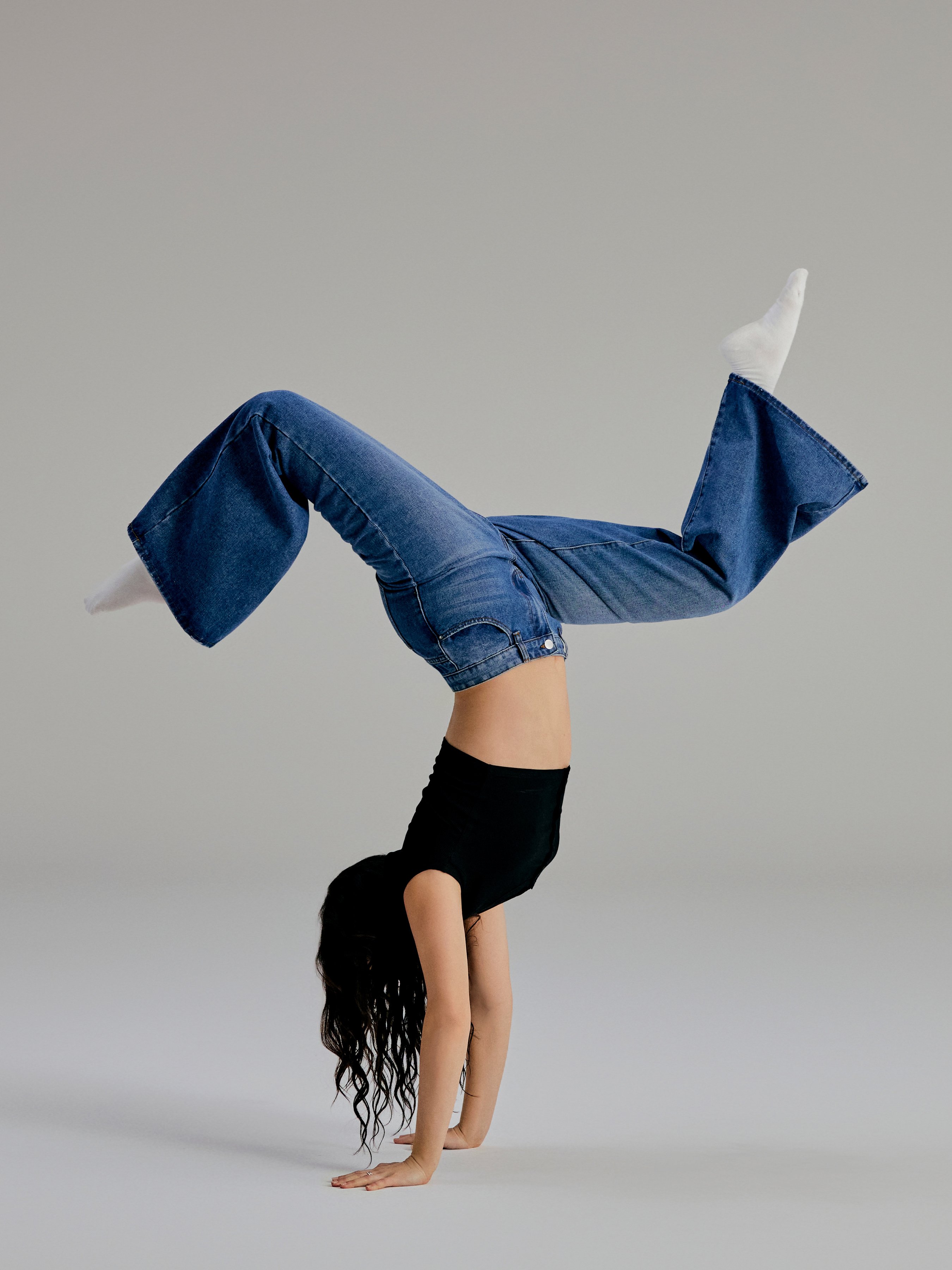 Denim Low-Rise Baggy Trousers - Navy Blue