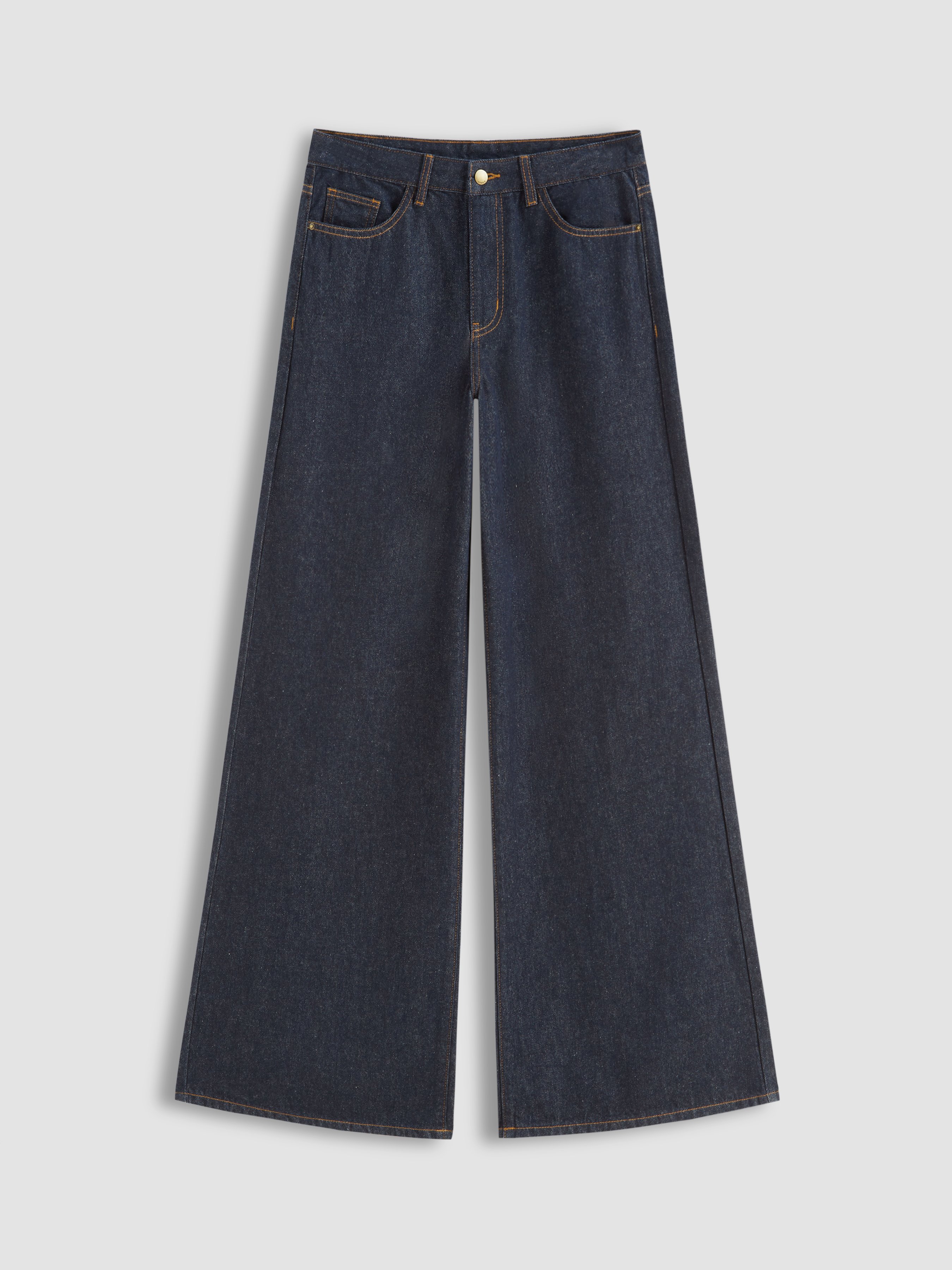 Denim Low-Rise Baggy Trousers - Dark denim