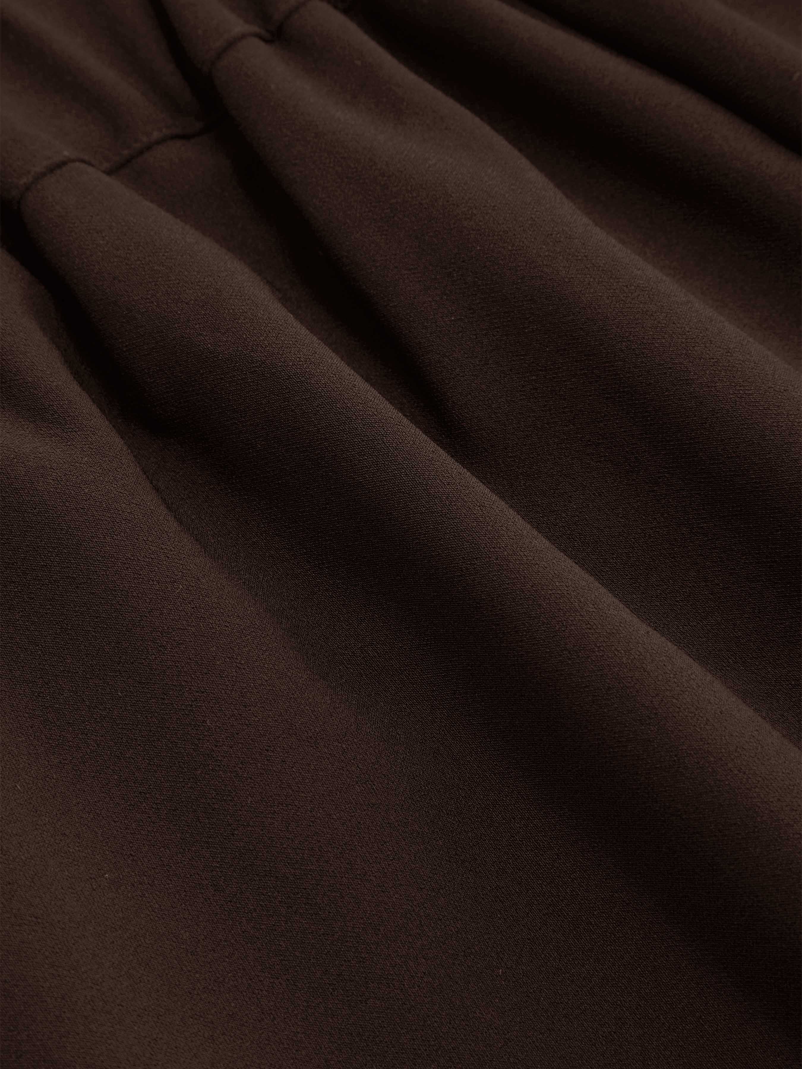 Mid Rise Pleated Straight Leg Trousers - Coffee