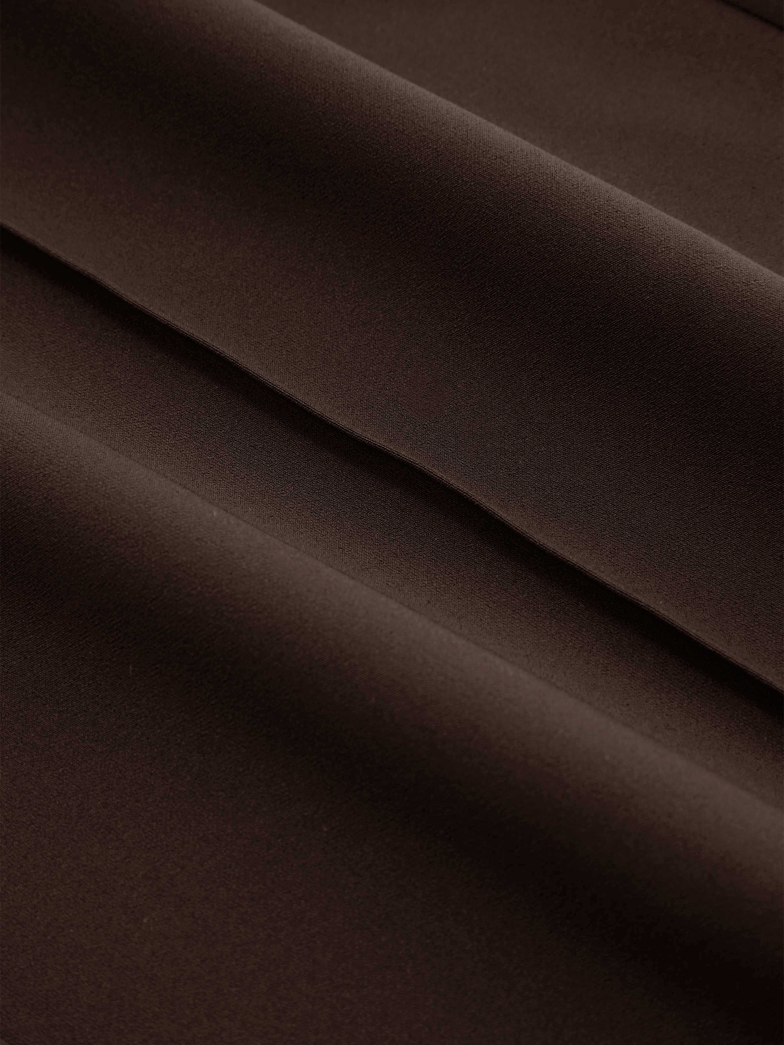 Mid Rise Pleated Straight Leg Trousers - Coffee