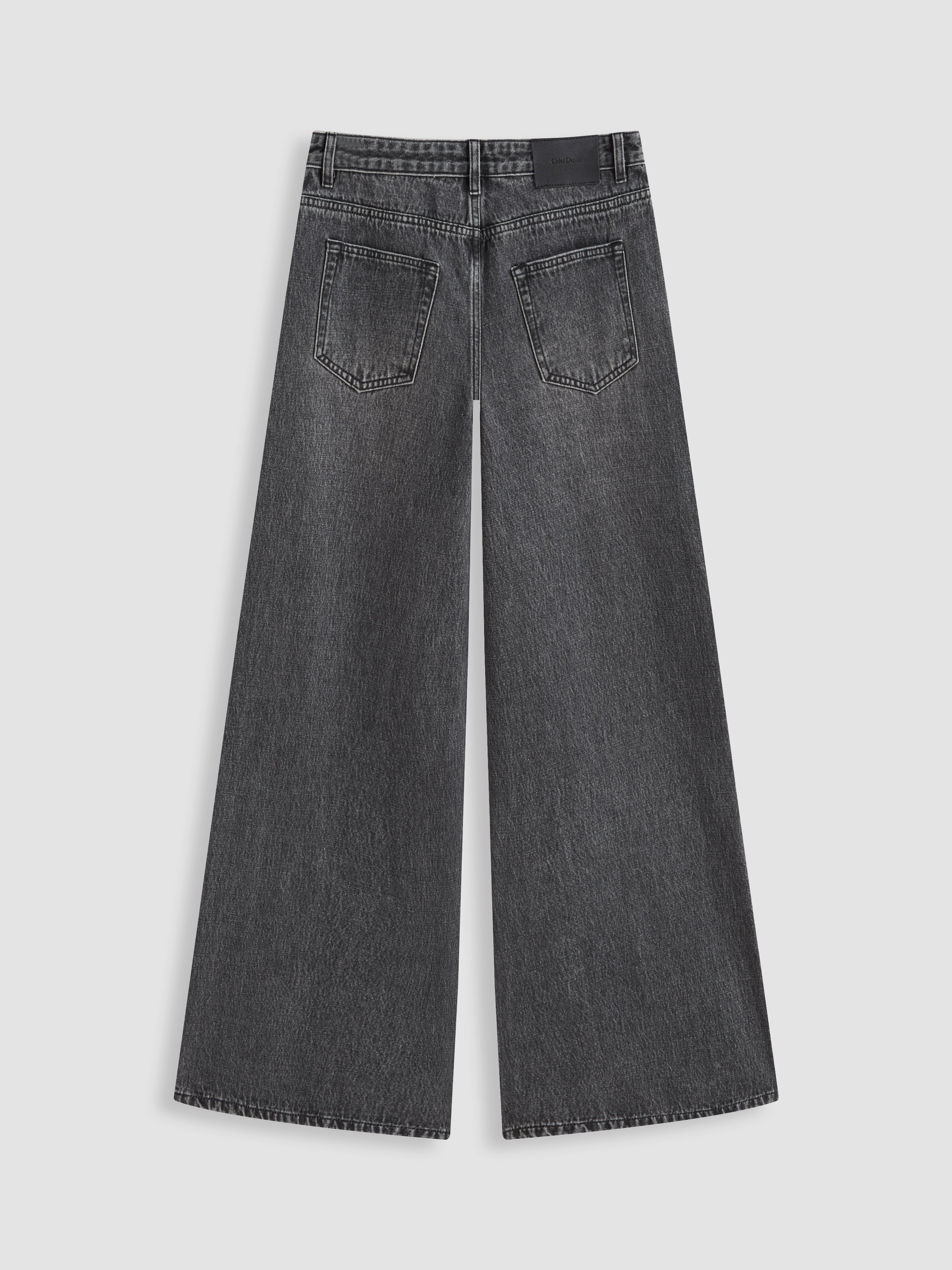 Denim Low-Rise Baggy Trousers - Grey