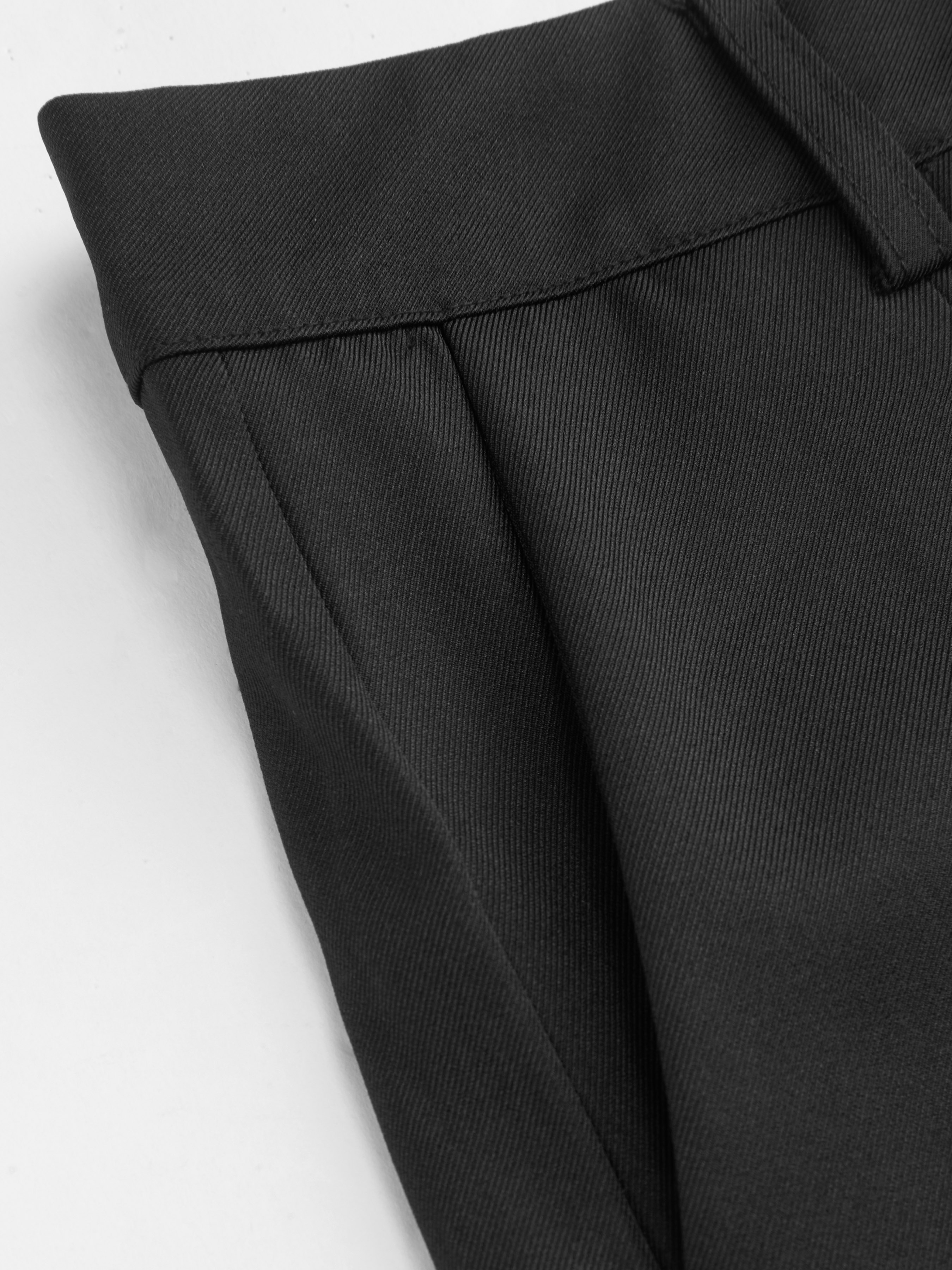 Petite Mid Rise Pleated Straight Leg Trousers - Black