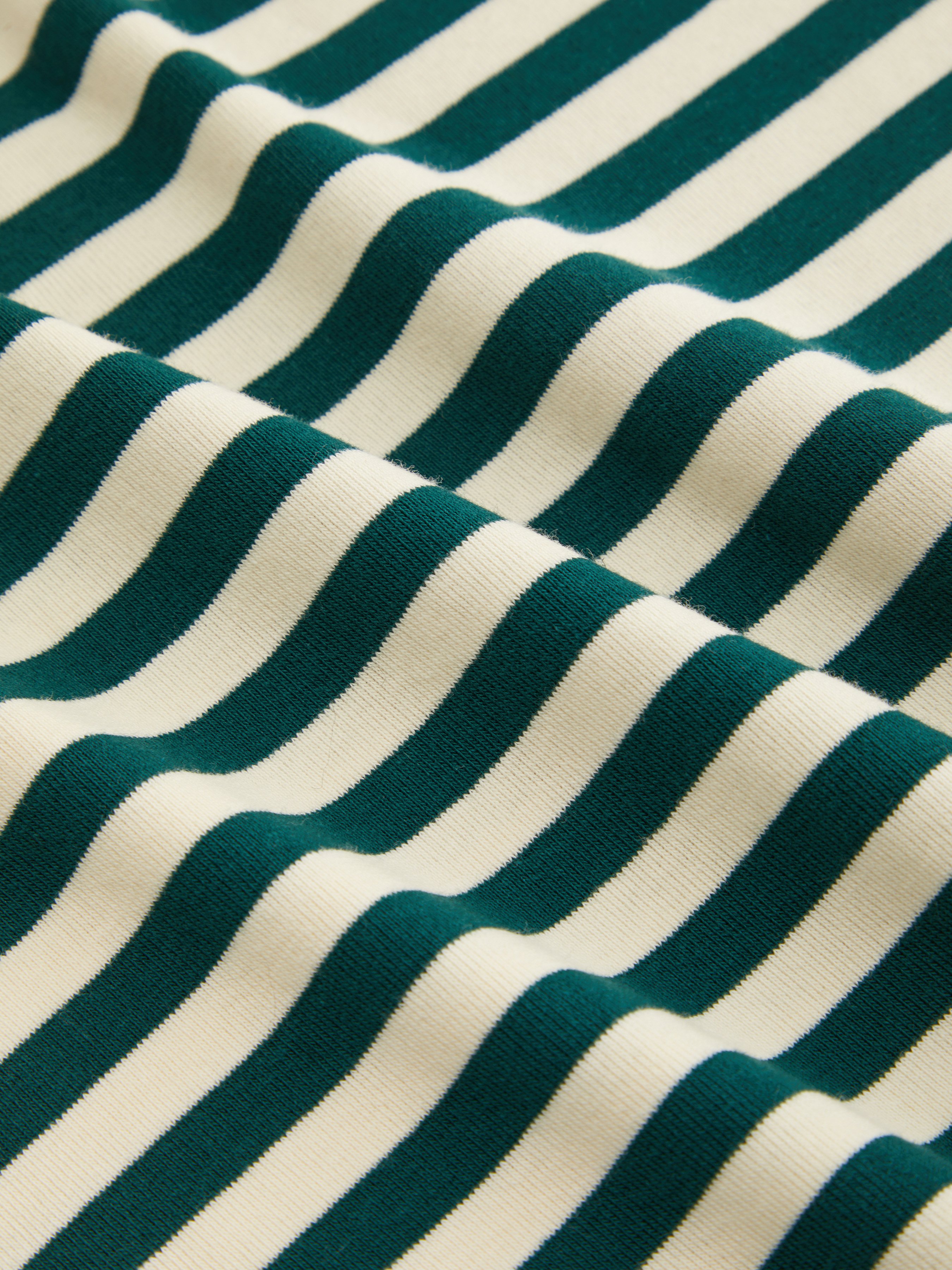 Cotton-blend Stripe Round Neckline Mid-length Sleeve Cinched Waist Tee - Green