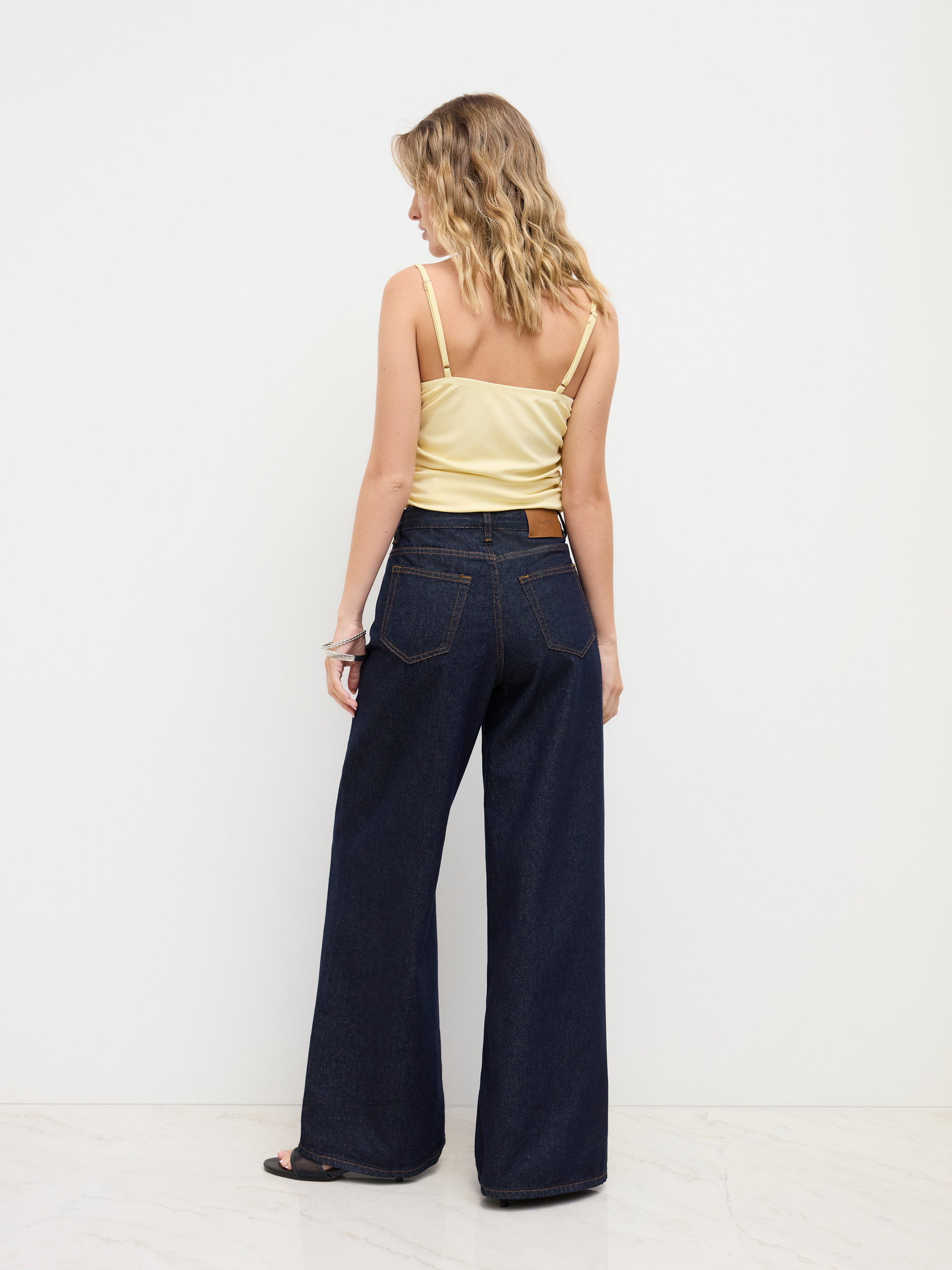 Denim Low-Rise Baggy Trousers - Dark denim
