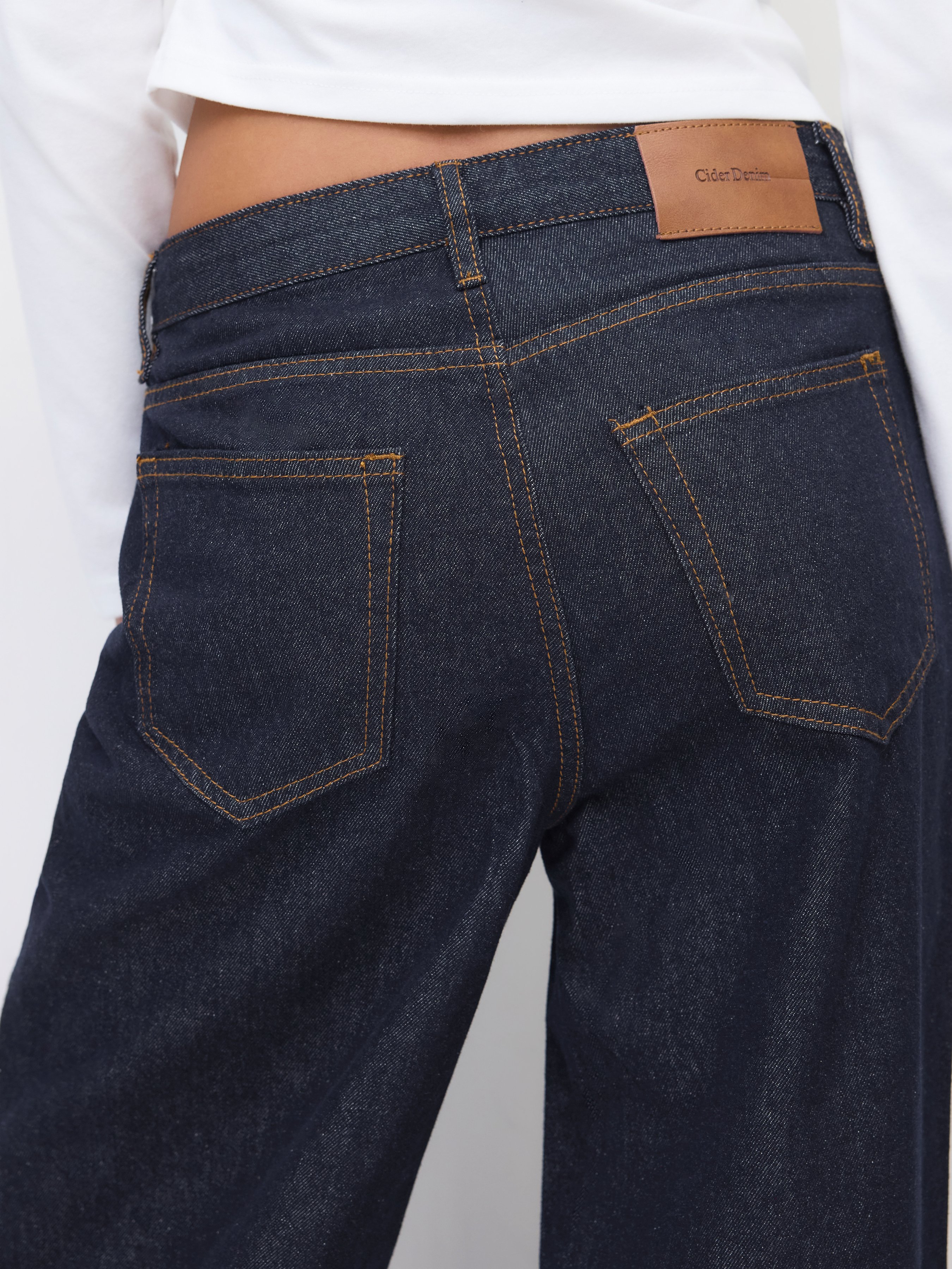 Denim Low-Rise Baggy Trousers - Dark denim