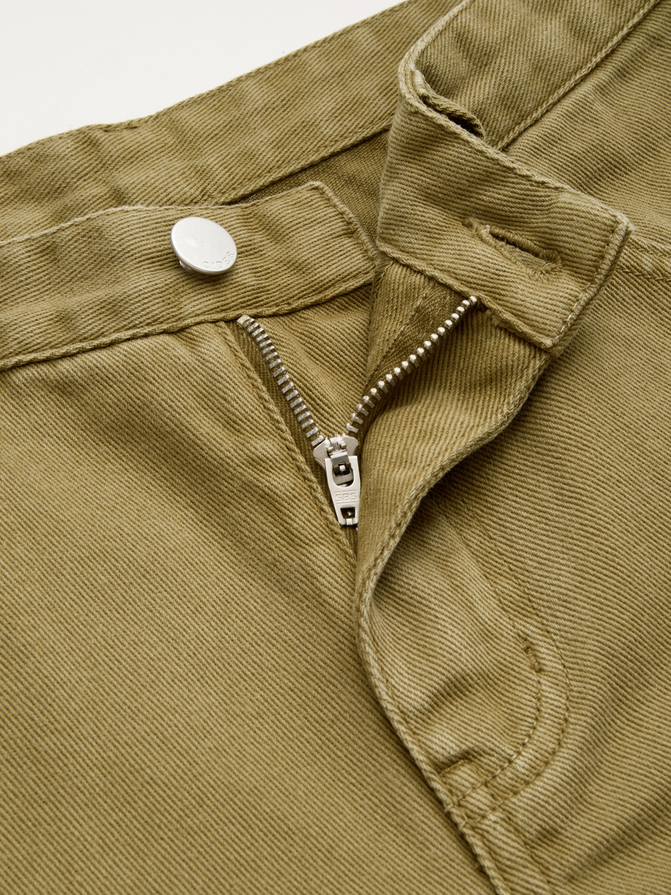 Denim Low-Rise Baggy Trousers - Olive Green