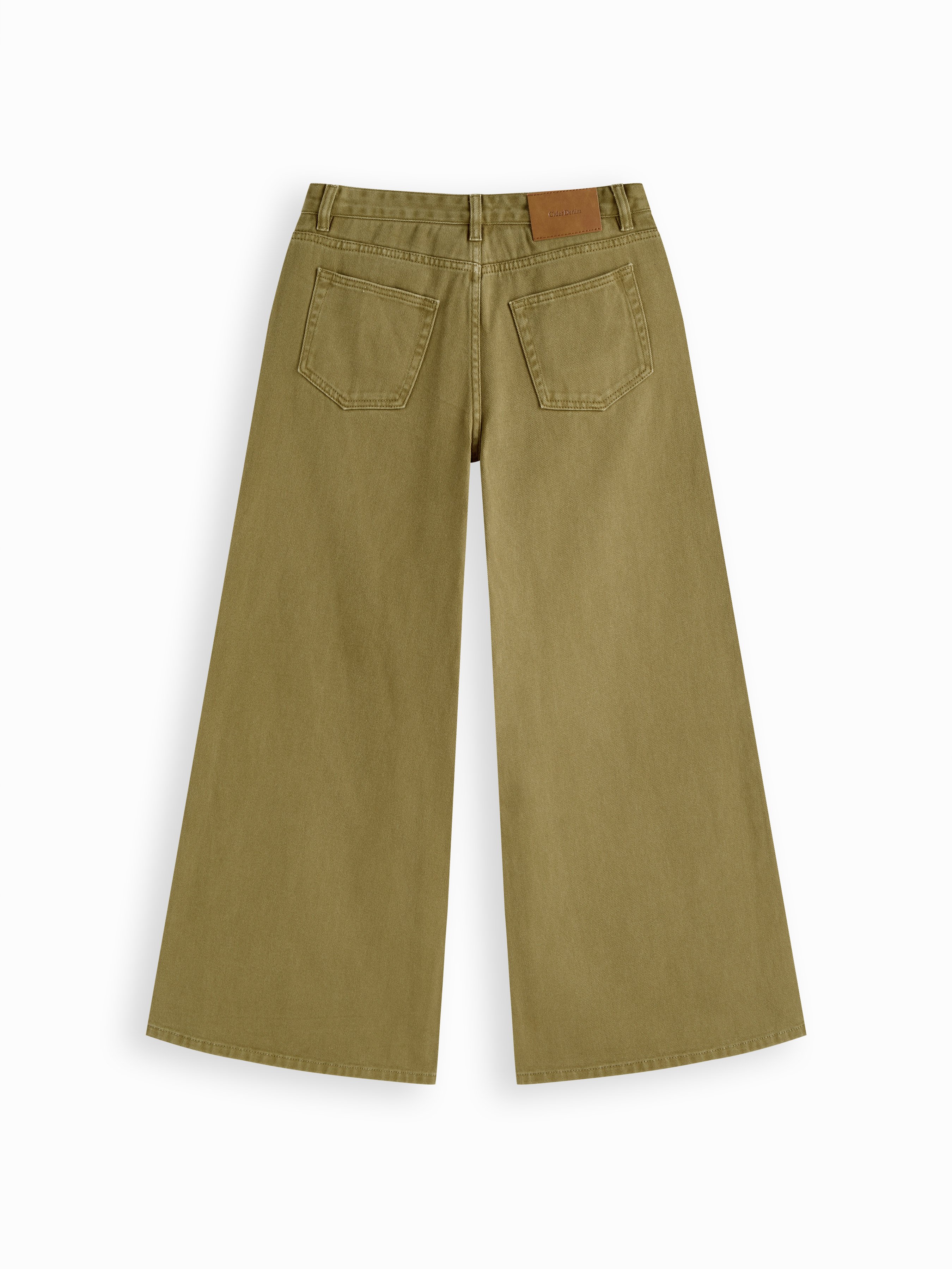 Denim Low-Rise Baggy Trousers - Olive Green